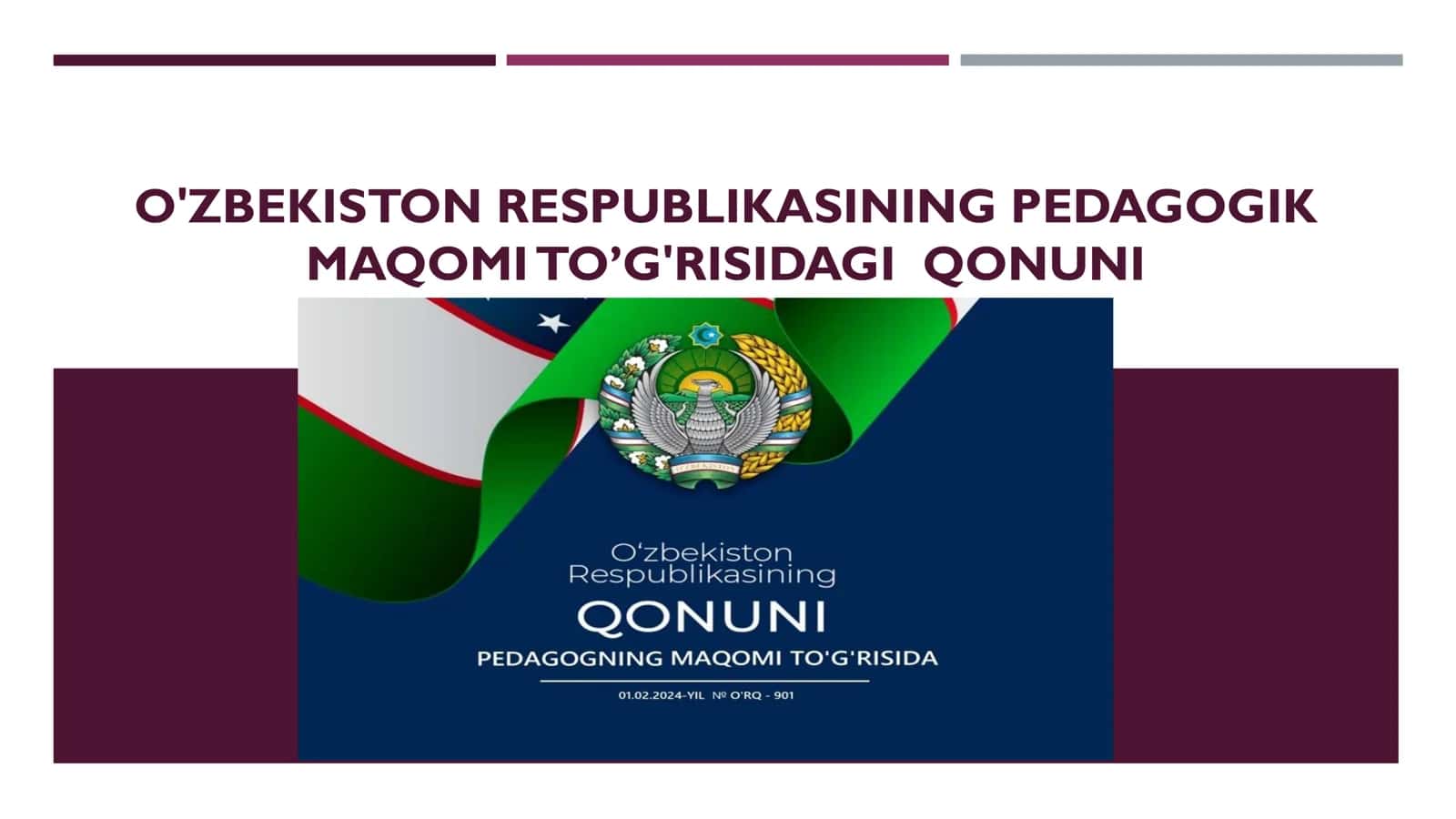 O'ZBEKISTON RESPUBLIKASINING PEDAGOGIK MAQOMI TO’G'RISIDAGI QONUNI 1