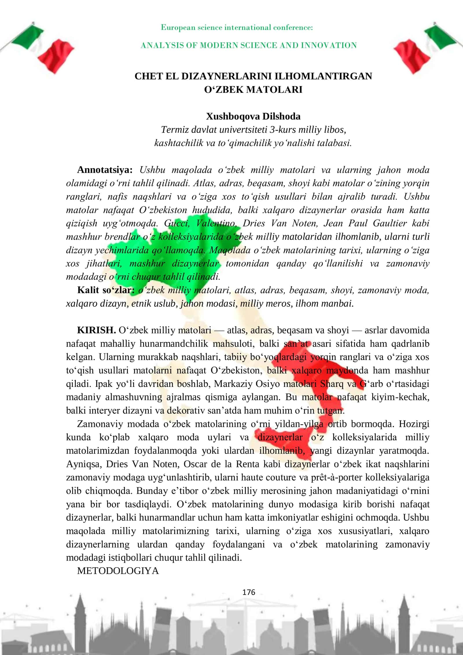 O‘zbek milliy matolari va ularning jahon moda olamidagi o‘rni 1