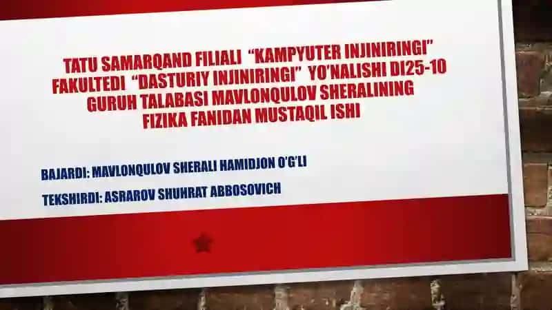 O‘ZGARUVCHAN MASSALI JISM HARAKATI VA REAKTIV HARAKAT