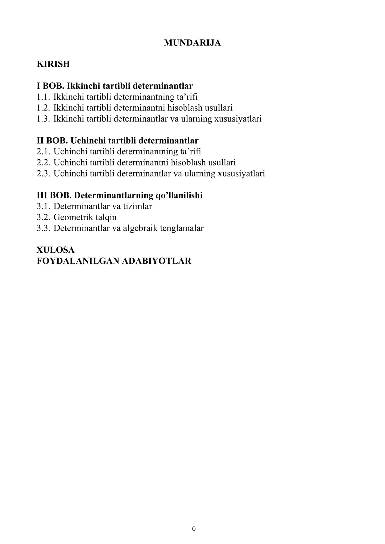 Kurs ishining maqsadi va vazifalari 1
