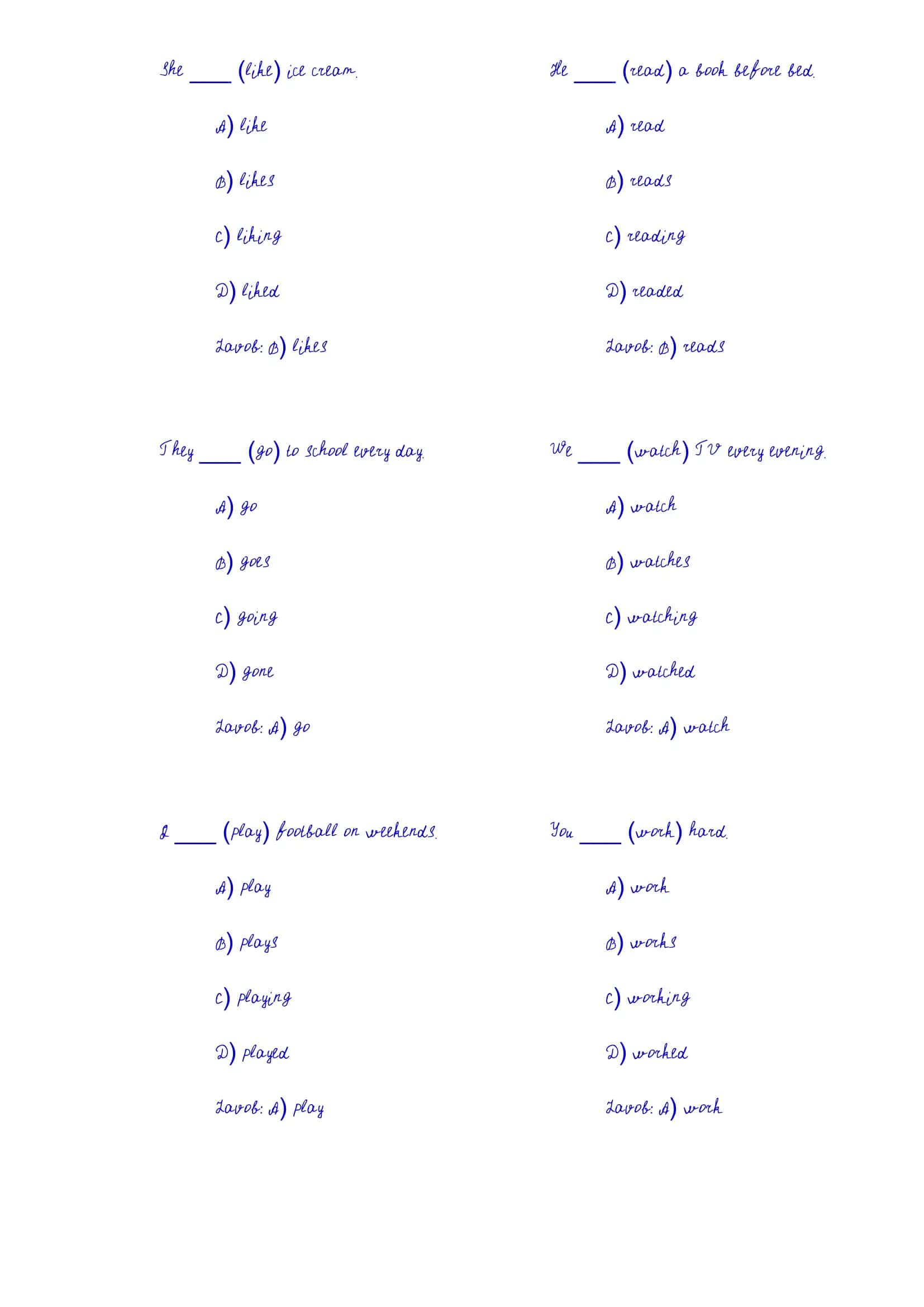 English Grammar Quiz 1