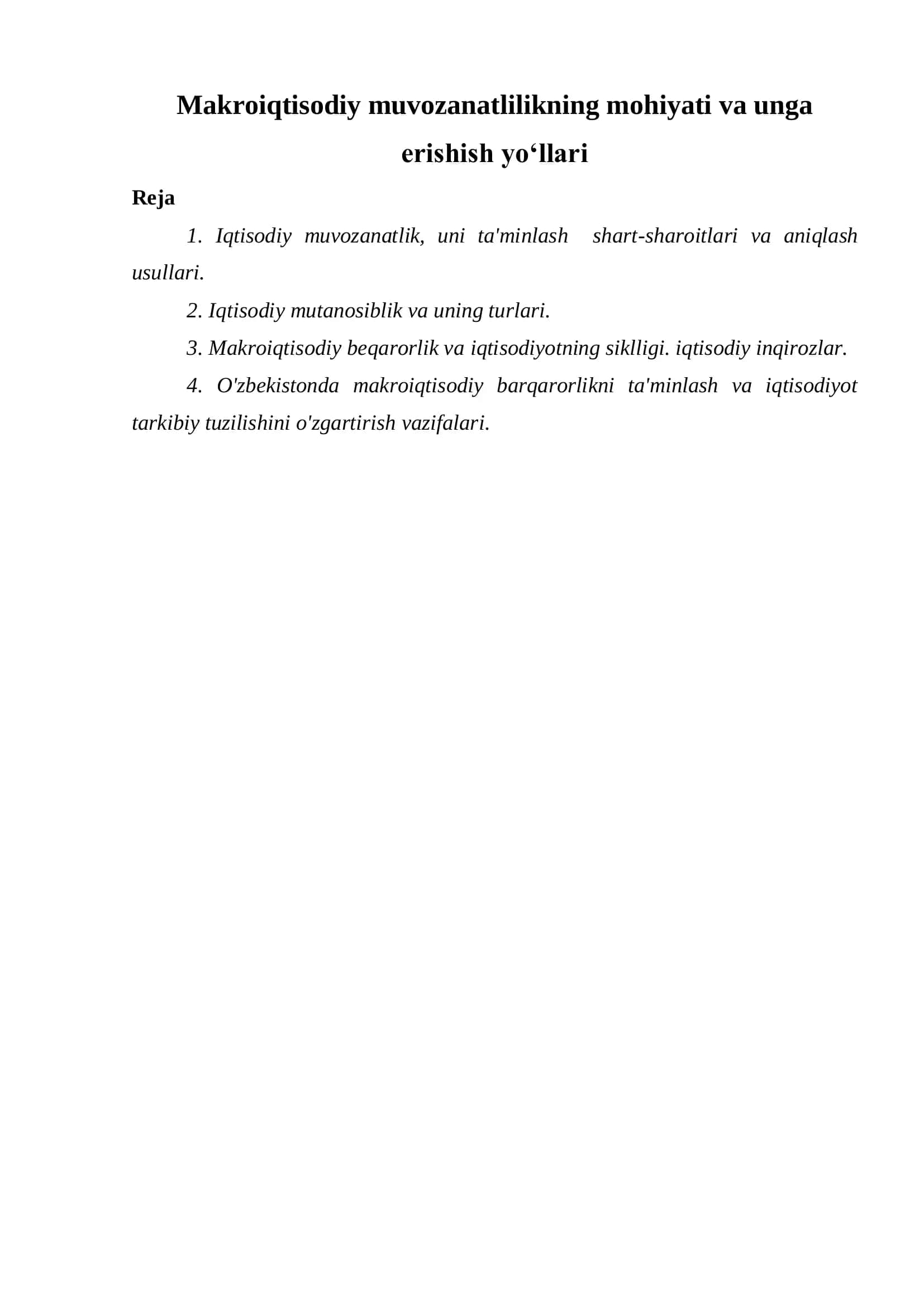 Makroiqtisodiy muvozanatlilik 1