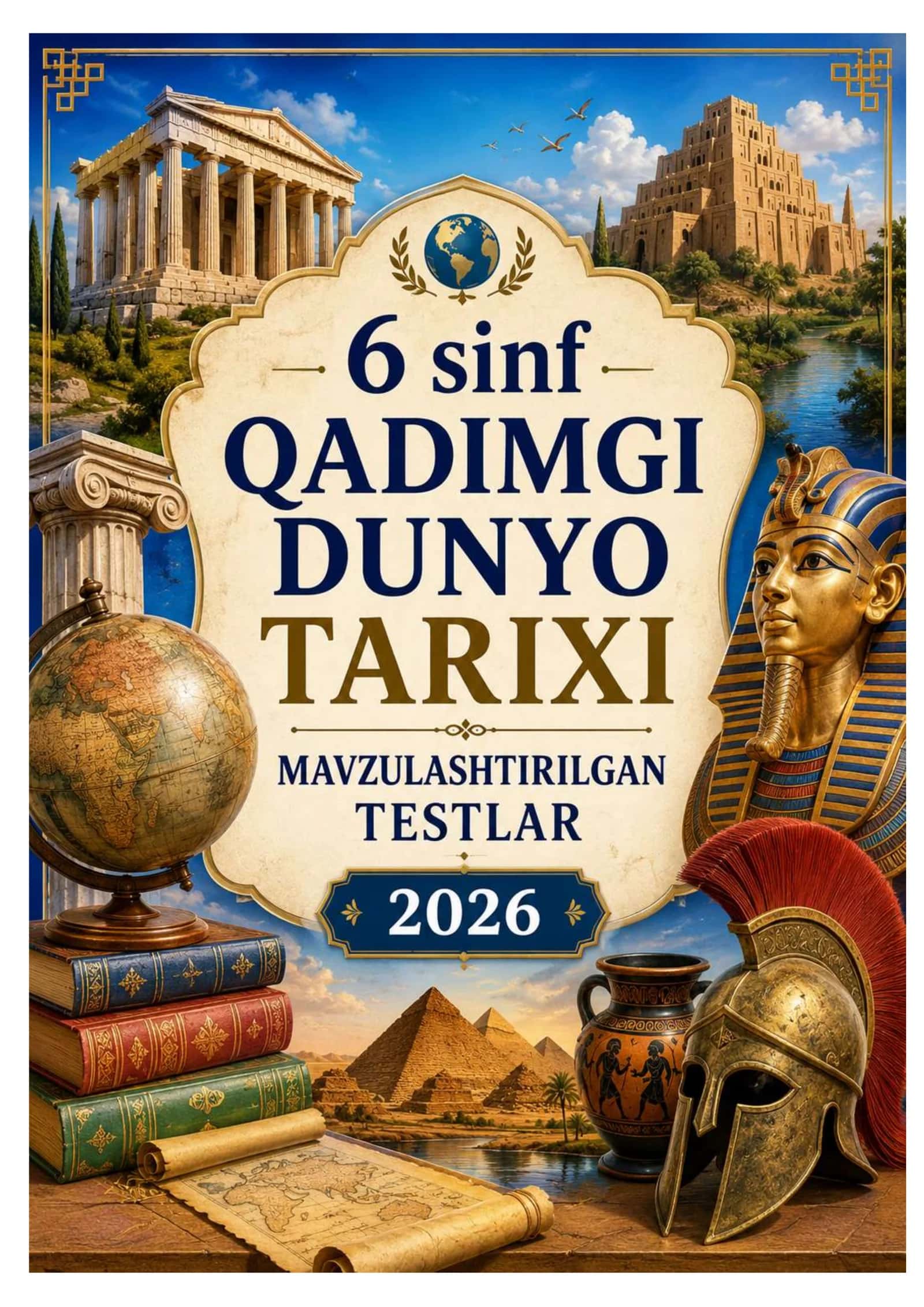 6-SINF QADIMGI DUNYO TARIXI MAVZULASHTIRILGAN TESTLAR JAVOBLARI 2026 YIL 1