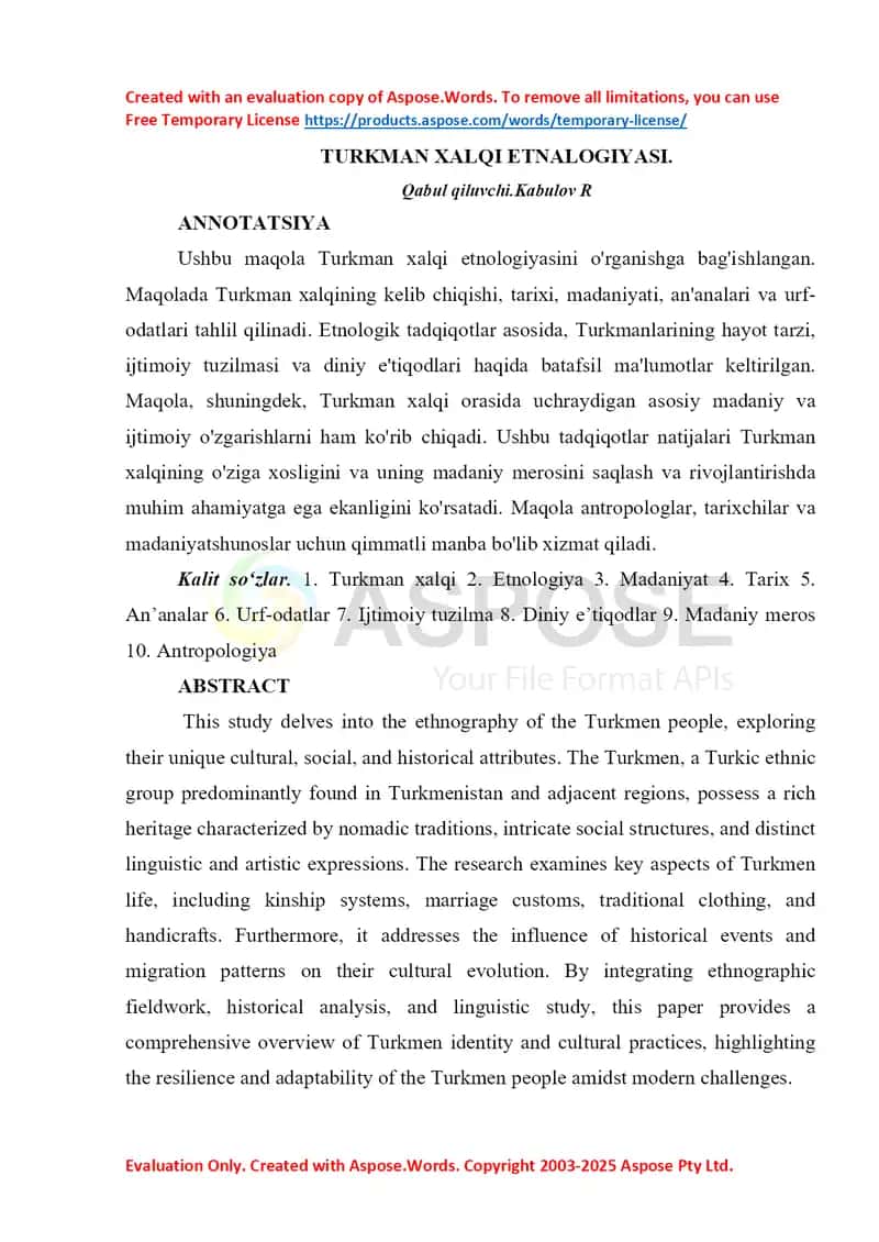 TURKMAN XALQI ETNALOGIYASI 1