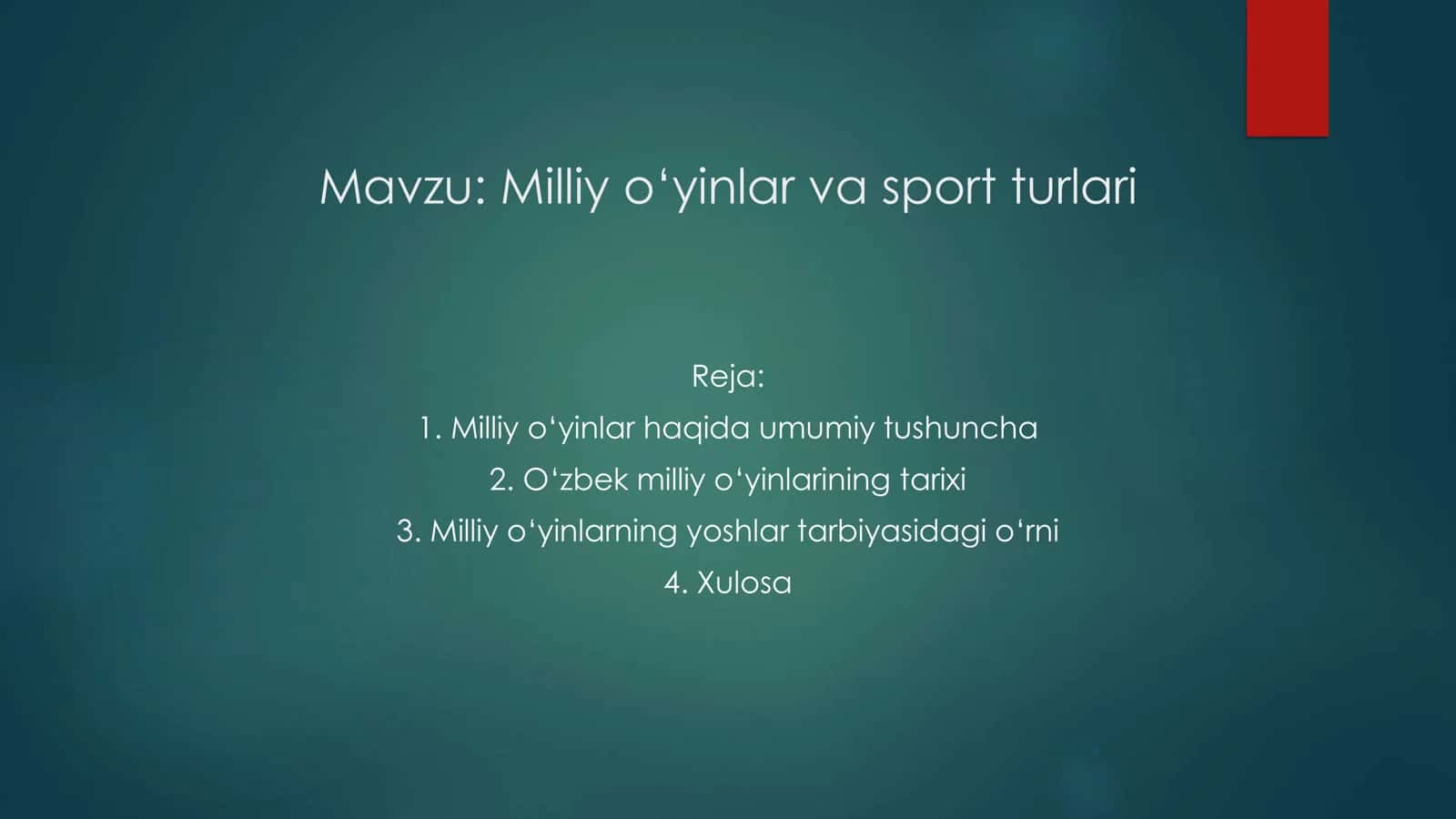 Milliy o‘yinlar va sport turlari 1