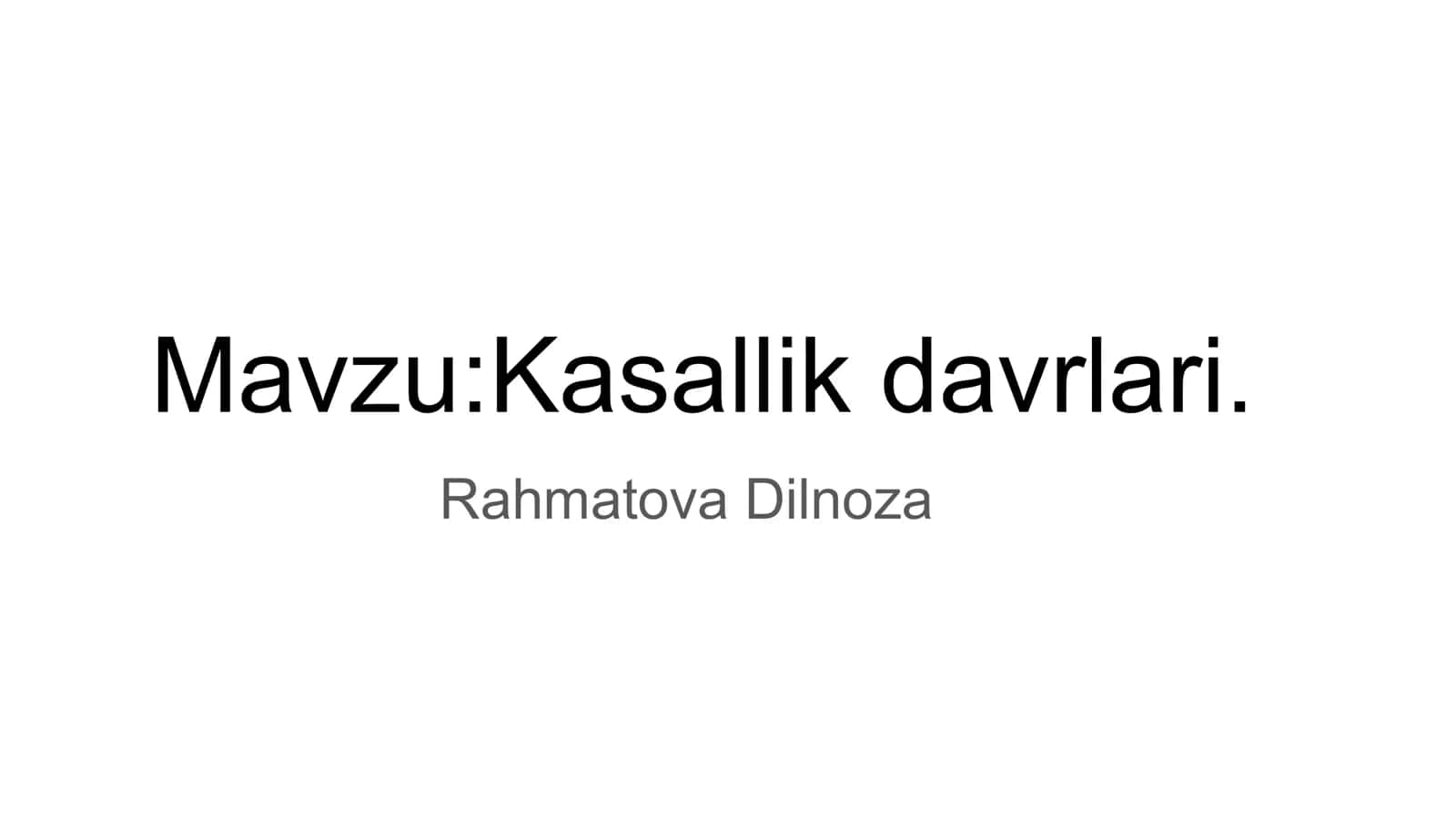Kasallik davrlari 1