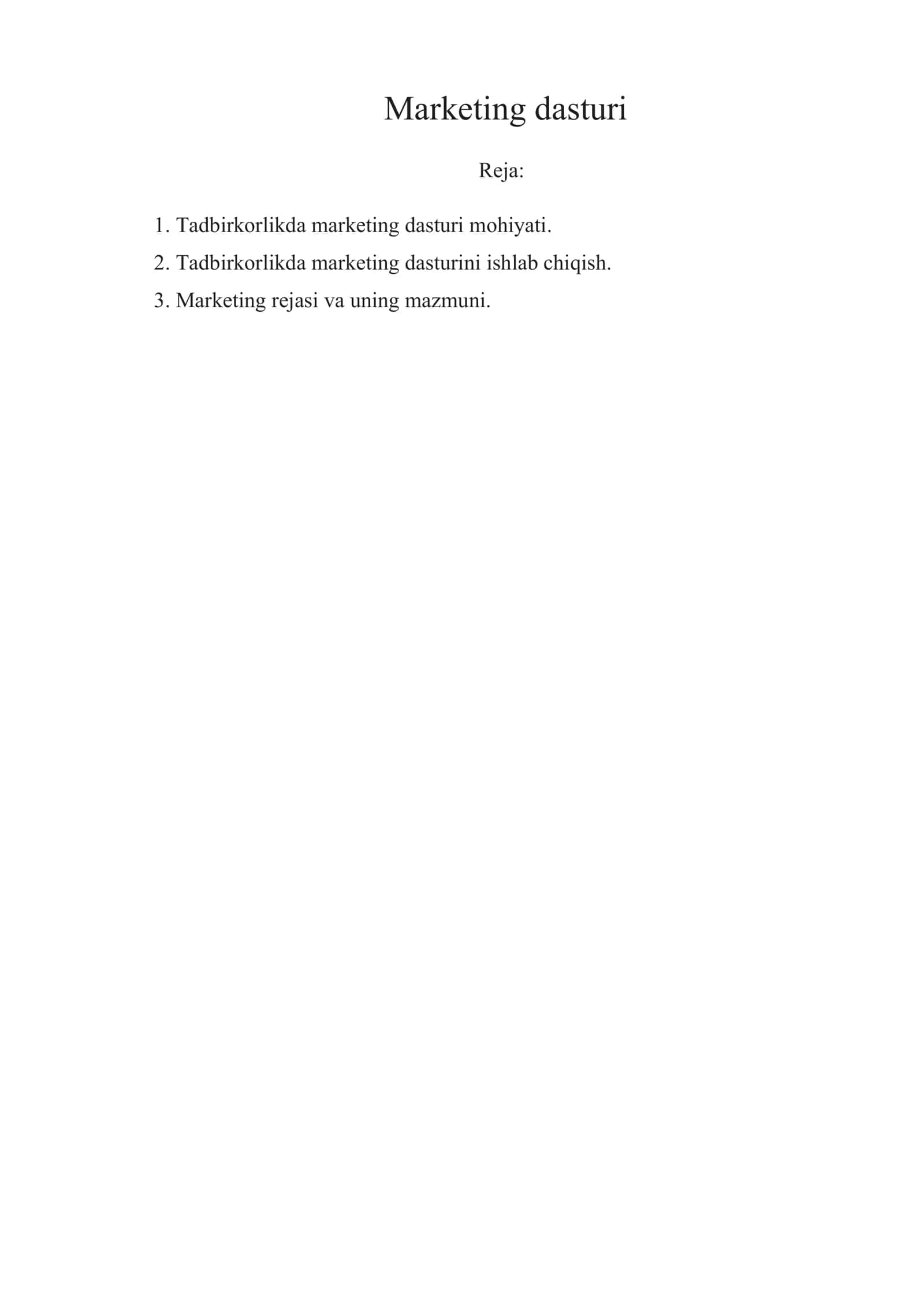 Marketing dasturi 1