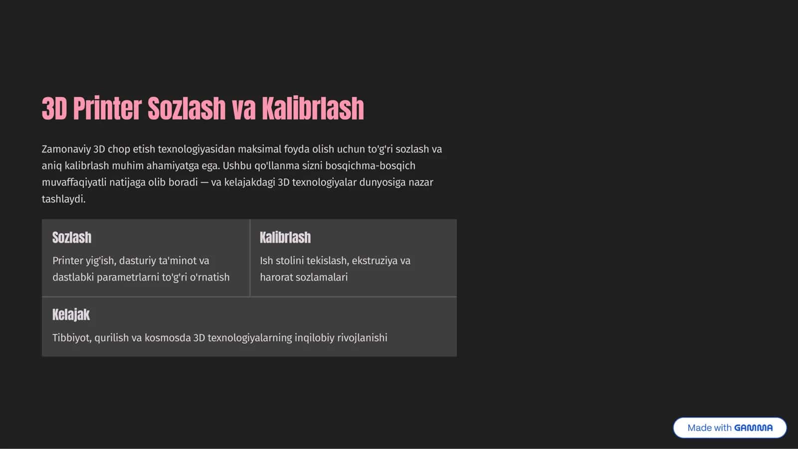3D Printer Sozlash va Kalibrlash 1
