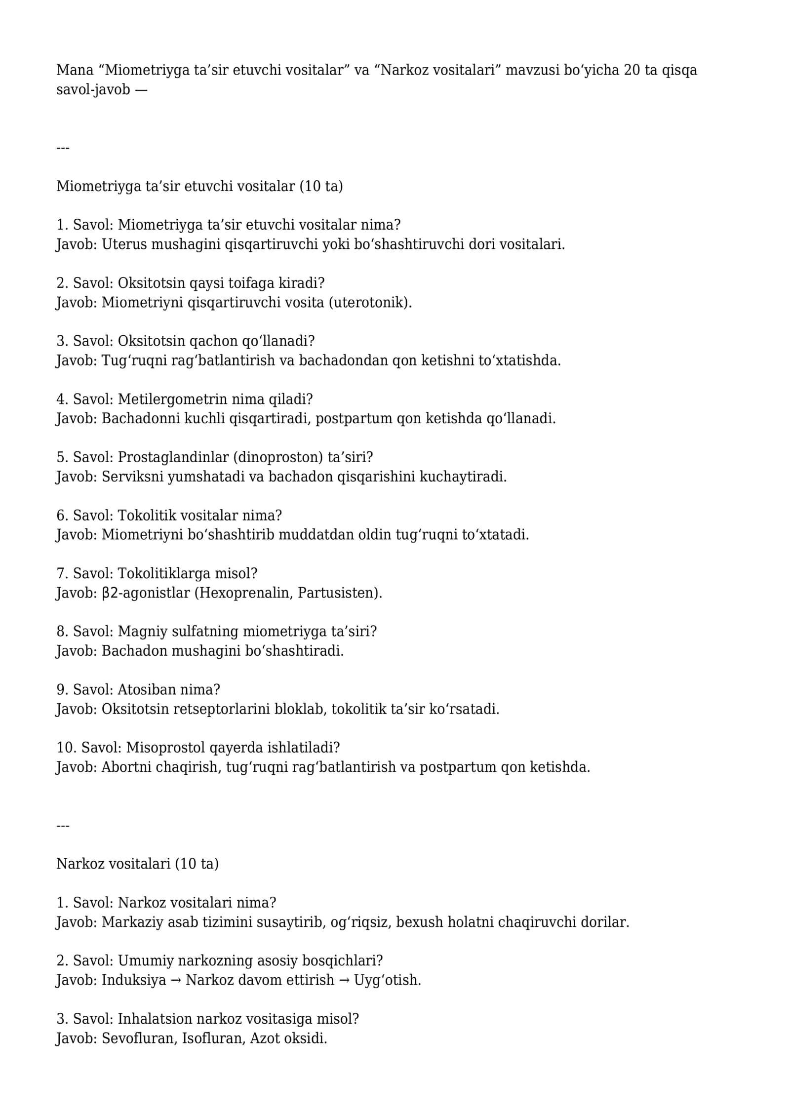 Miometriyga ta’sir etuvchi vositalar 1