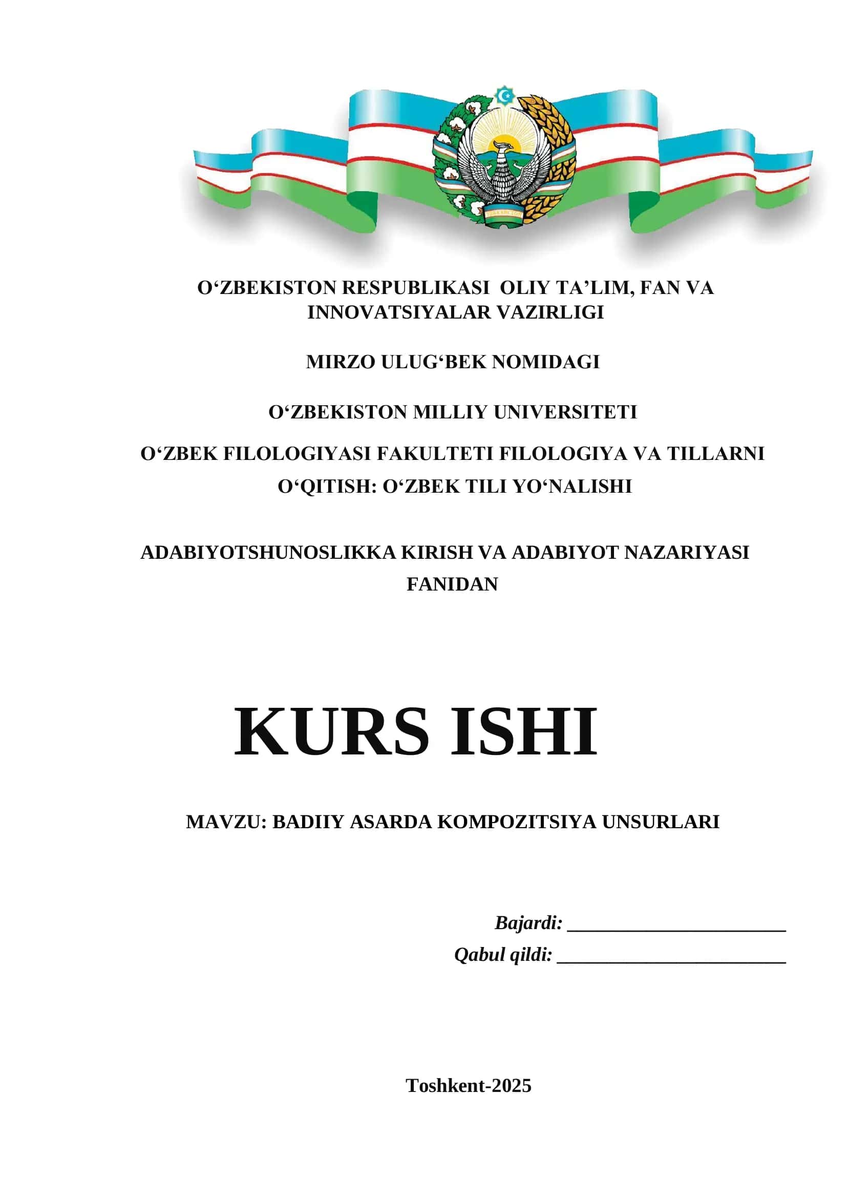 BADIIY ASARDA KOMPOZITSIYA UNSURLARI 1