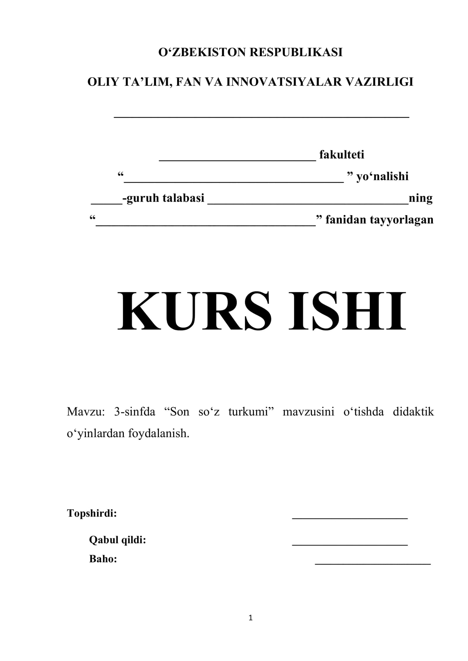 3-sinfda “Son so‘z turkumi” mavzusini o‘tishda didaktik o‘yinlardan foydalanish 1