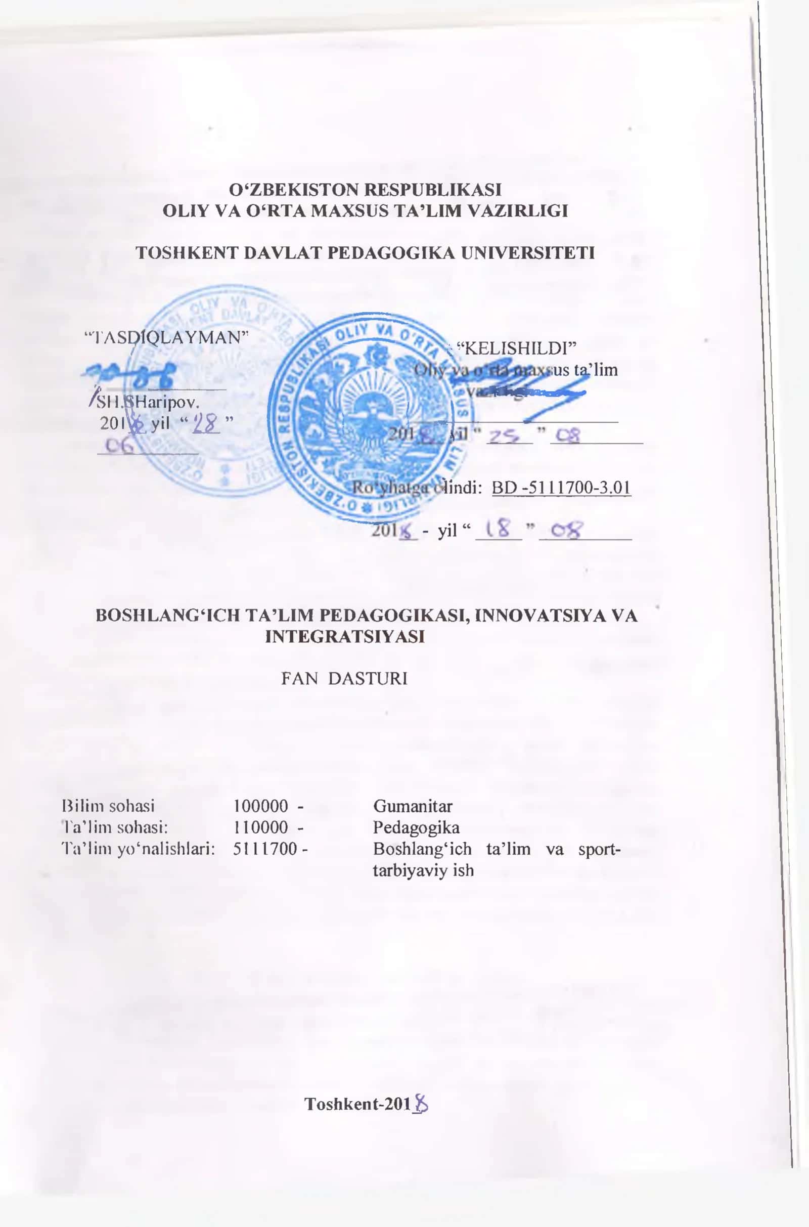 Boshlang'ich ta'lim pedagogikasi, innovatsiya va integratsiyasi 1