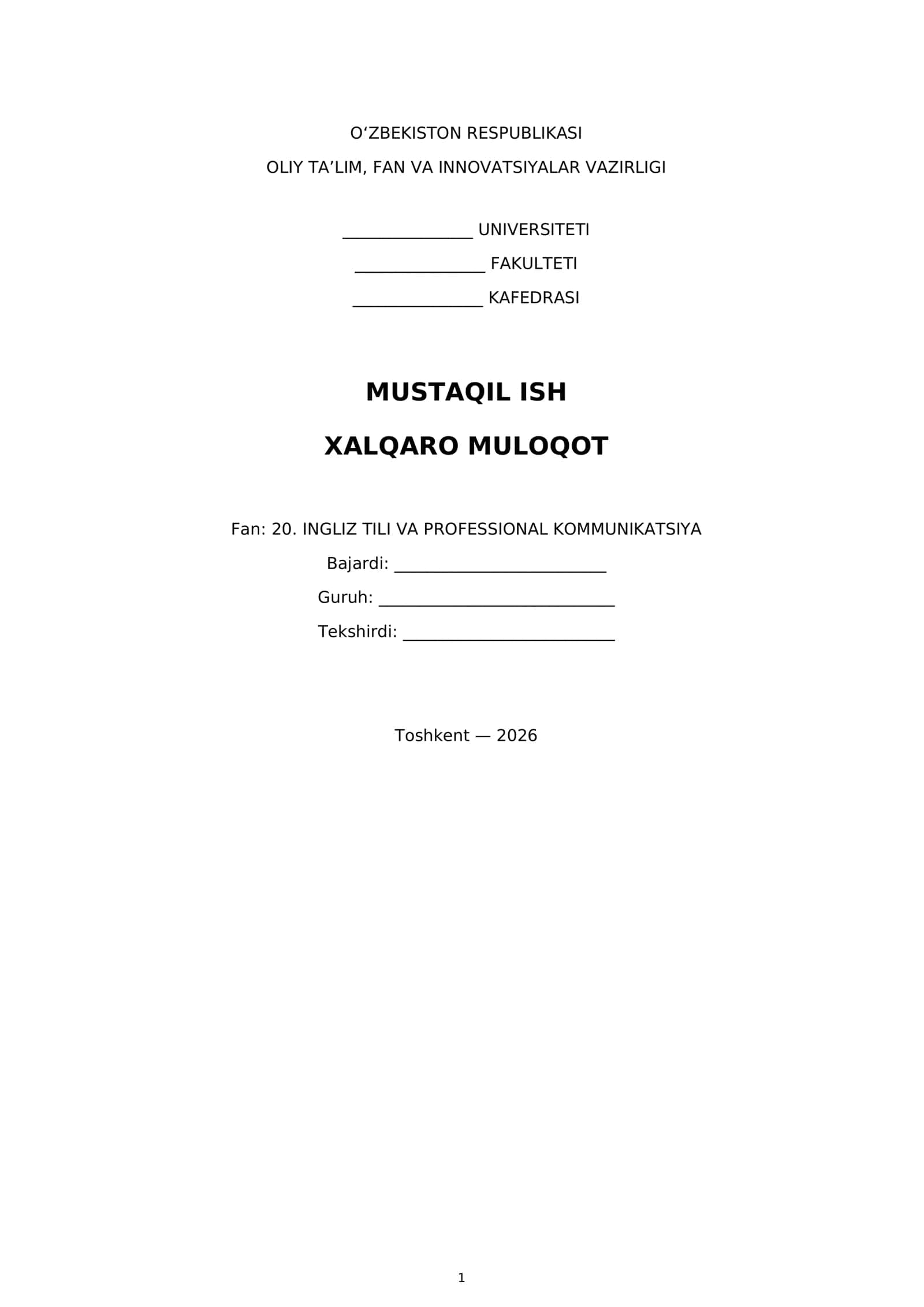 Xalqaro muloqot 1