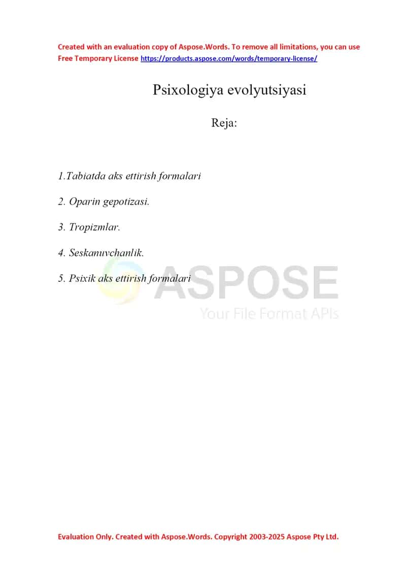 Psixologiya evalutsiyasi. 1