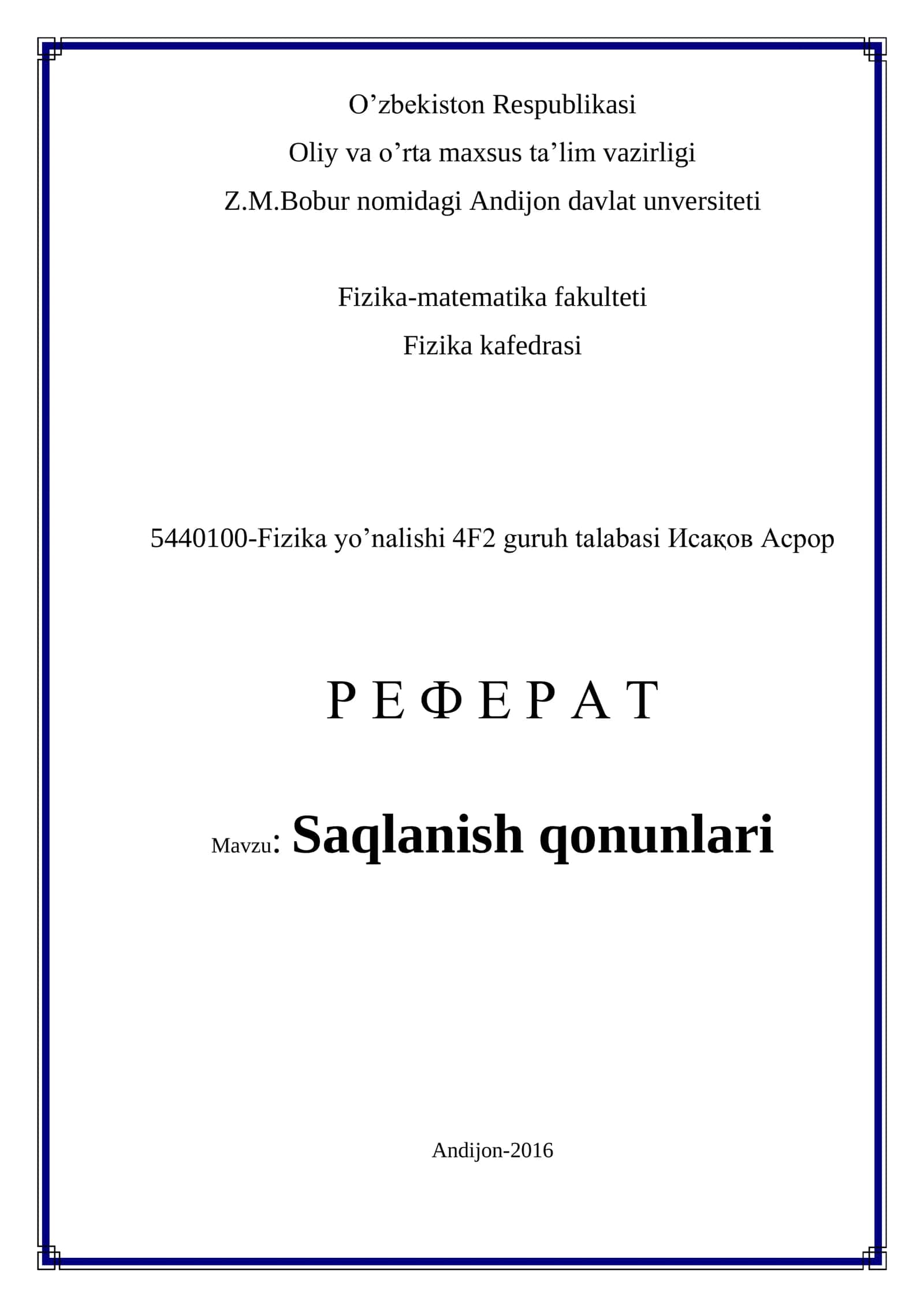 Saqlanish qonunlari 1