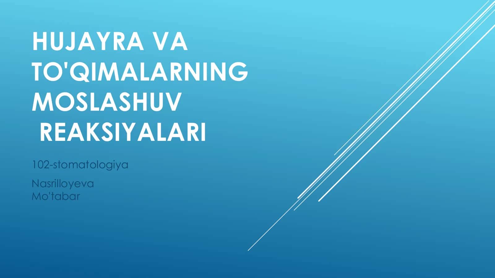 Hujayra va to'qimalari moslashuv reaksiyalari 1