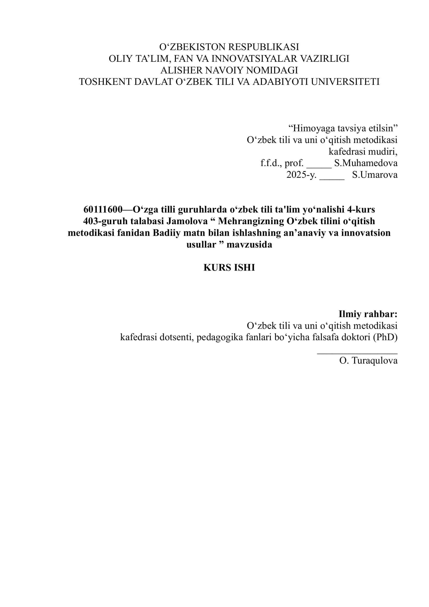 Mehrangizning Oʻzbek tilini oʻqitish metodikasi 1