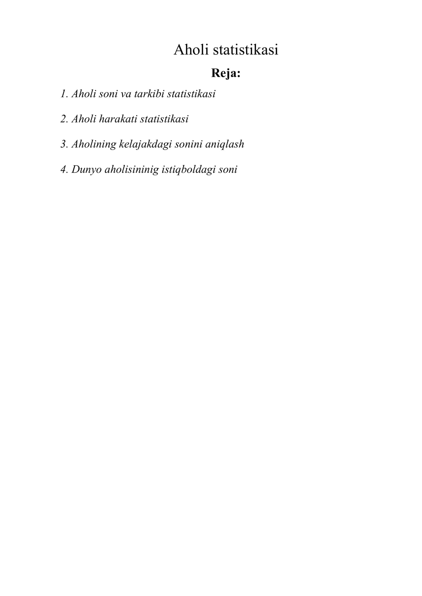 Aholi statistikasi 1