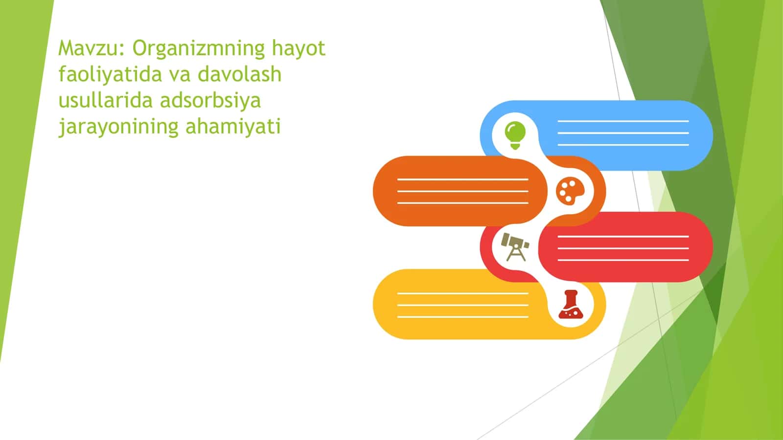 Organizmning hayot faoliyatida va davolash usullarida adsorbsiya jarayonining ahamiyati 1