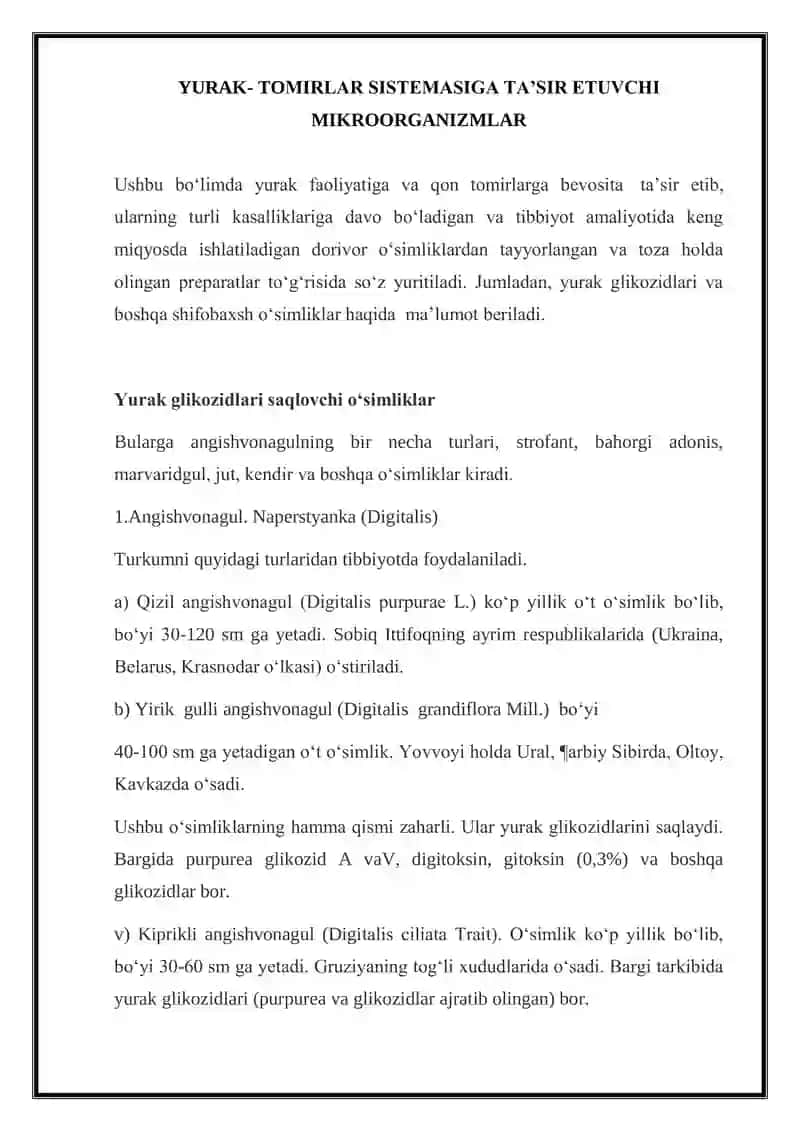 Yurak- Tomirlar sistemasiga ta'sir etuvchi mikroorganizmlar