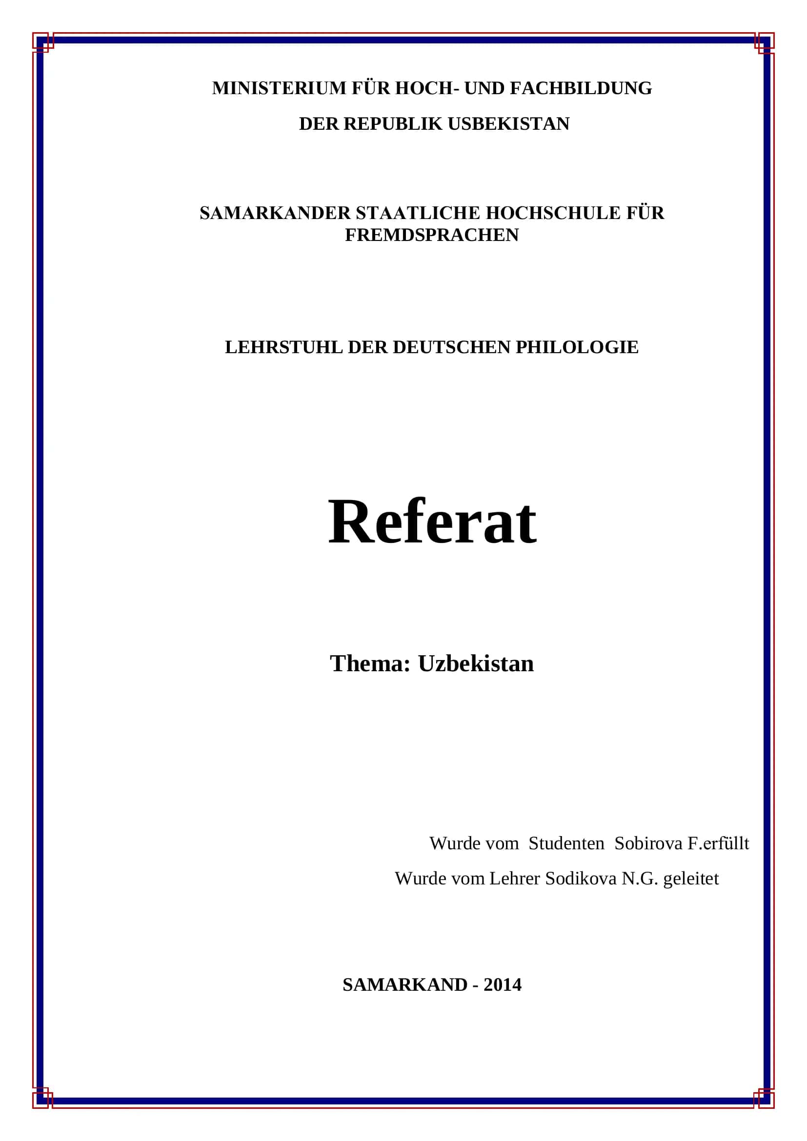 Referat über Usbekistan 1