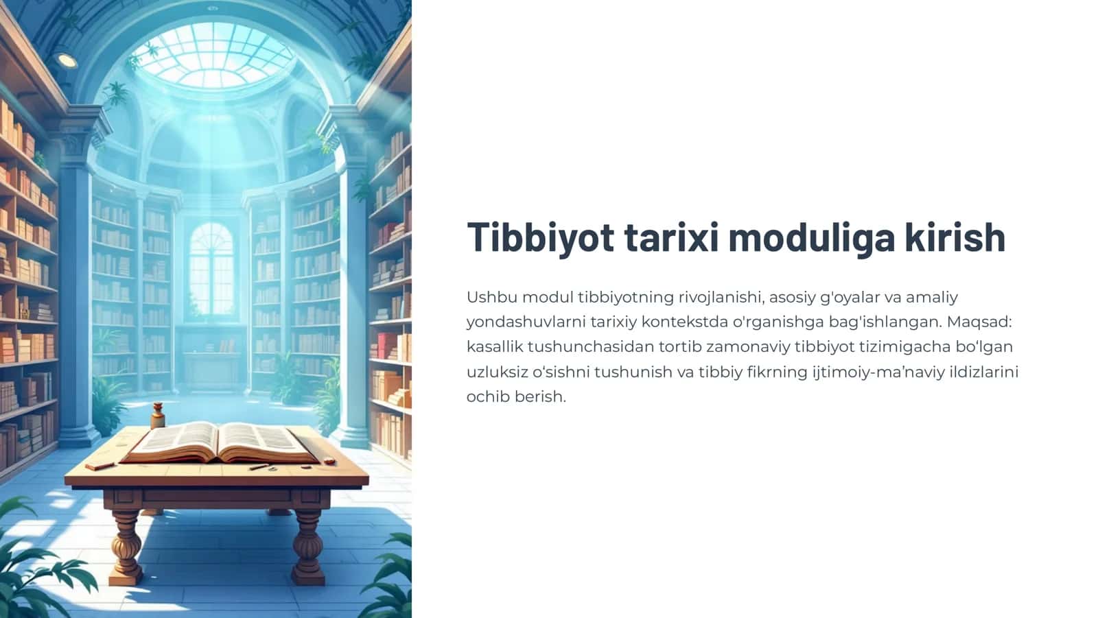 Tibbiyot tarixi moduliga kirish 1