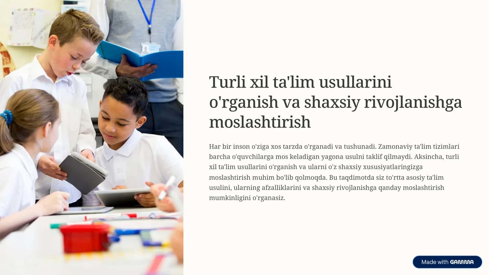 Turli xil ta'lim usullarini o'rganish 1