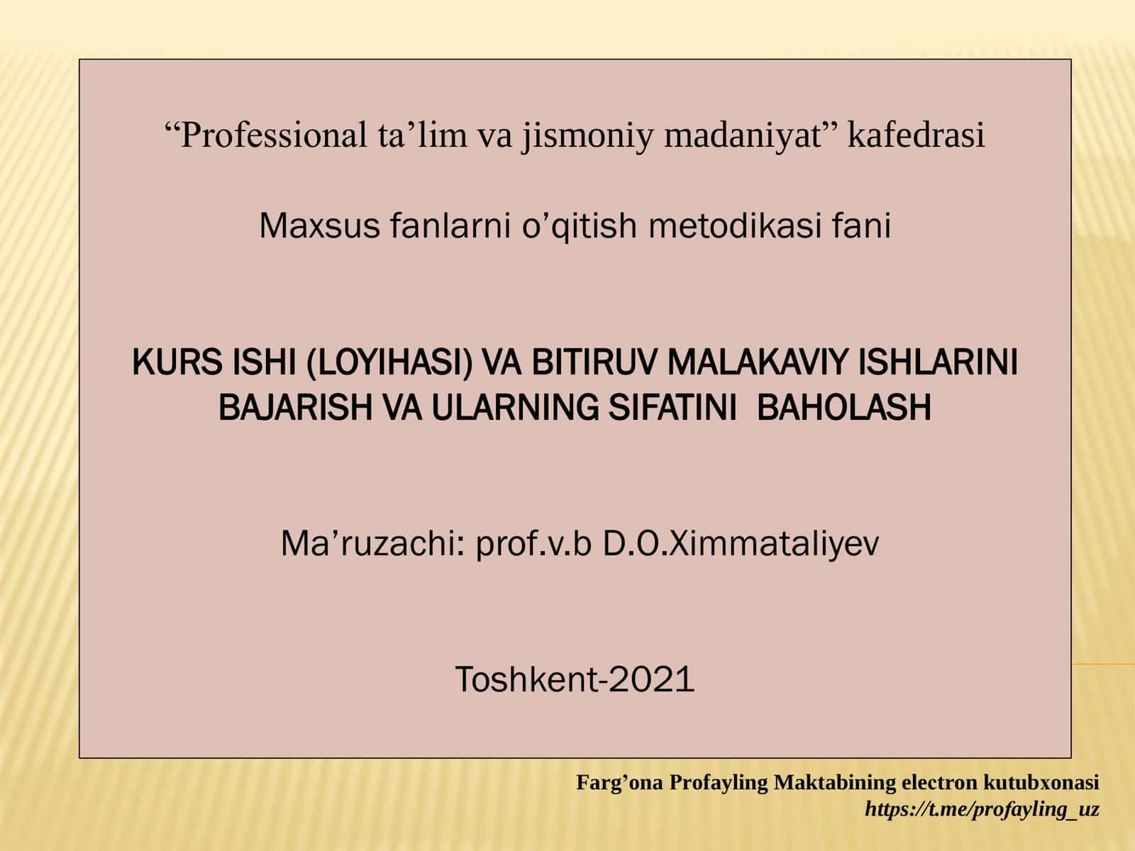 Maxsus fanlarni o’qitish metodikasi fani 1