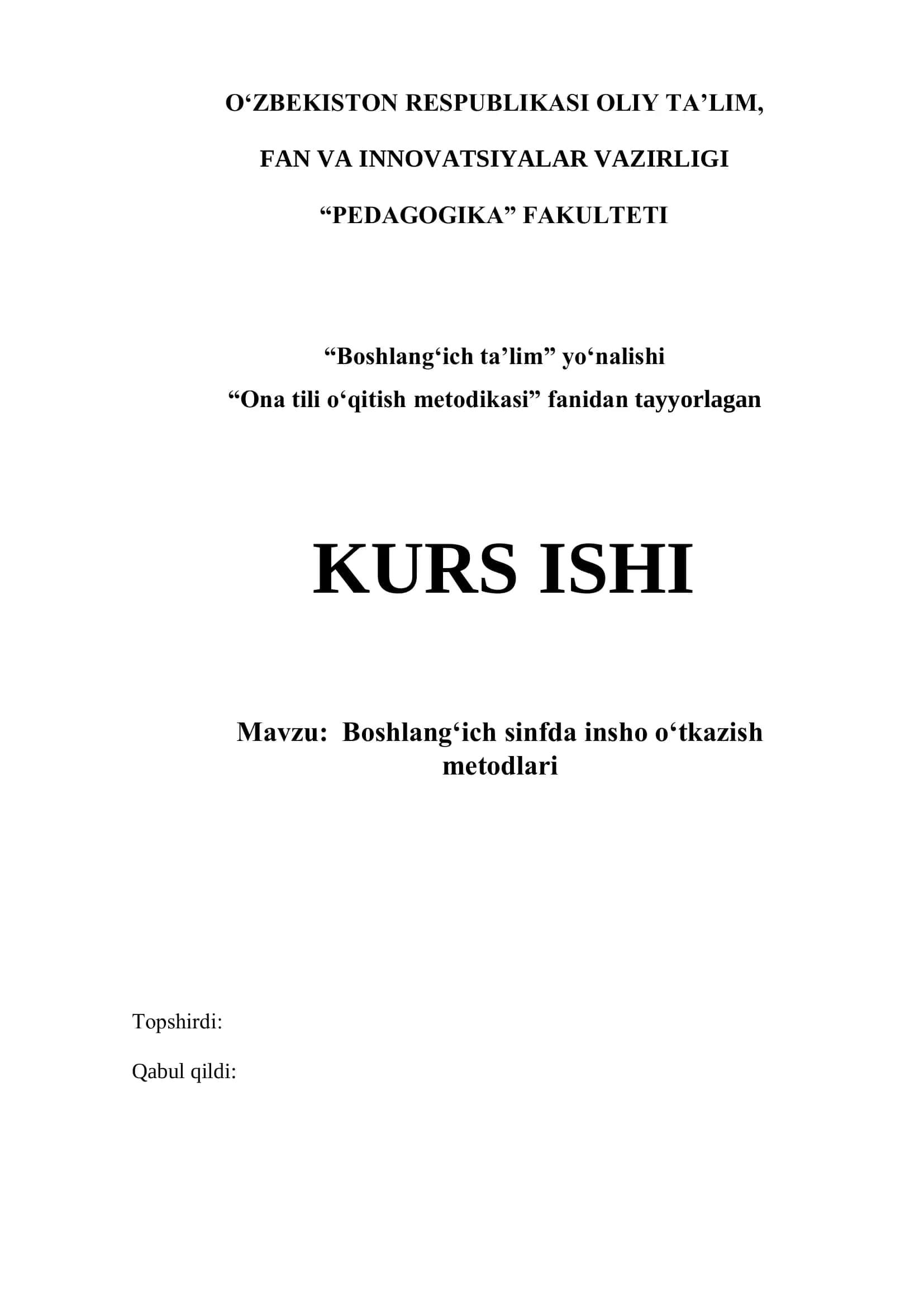 Boshlang'ich sinfda insho o'tkazish metodlari 1