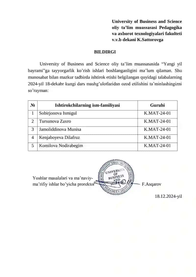 "Yangi yil bayrami"ga tayyorgarlik ko’rish ishlari
