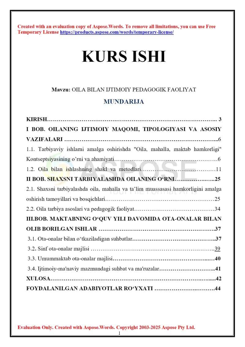 OILA BILAN IJTIMOIY PEDAGOGIK FAOLIYAT 1