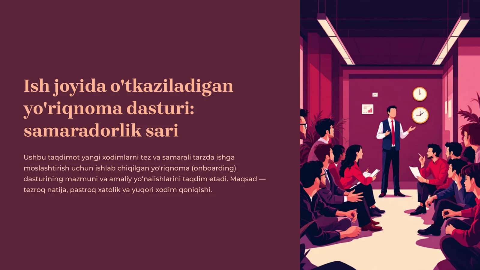 Ish joyida o'tkaziladigan yo'riqnoma dasturi 1