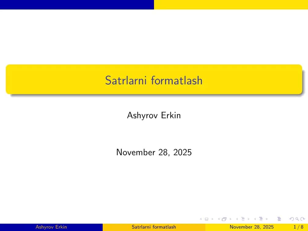 Satrlarni formatlash 1