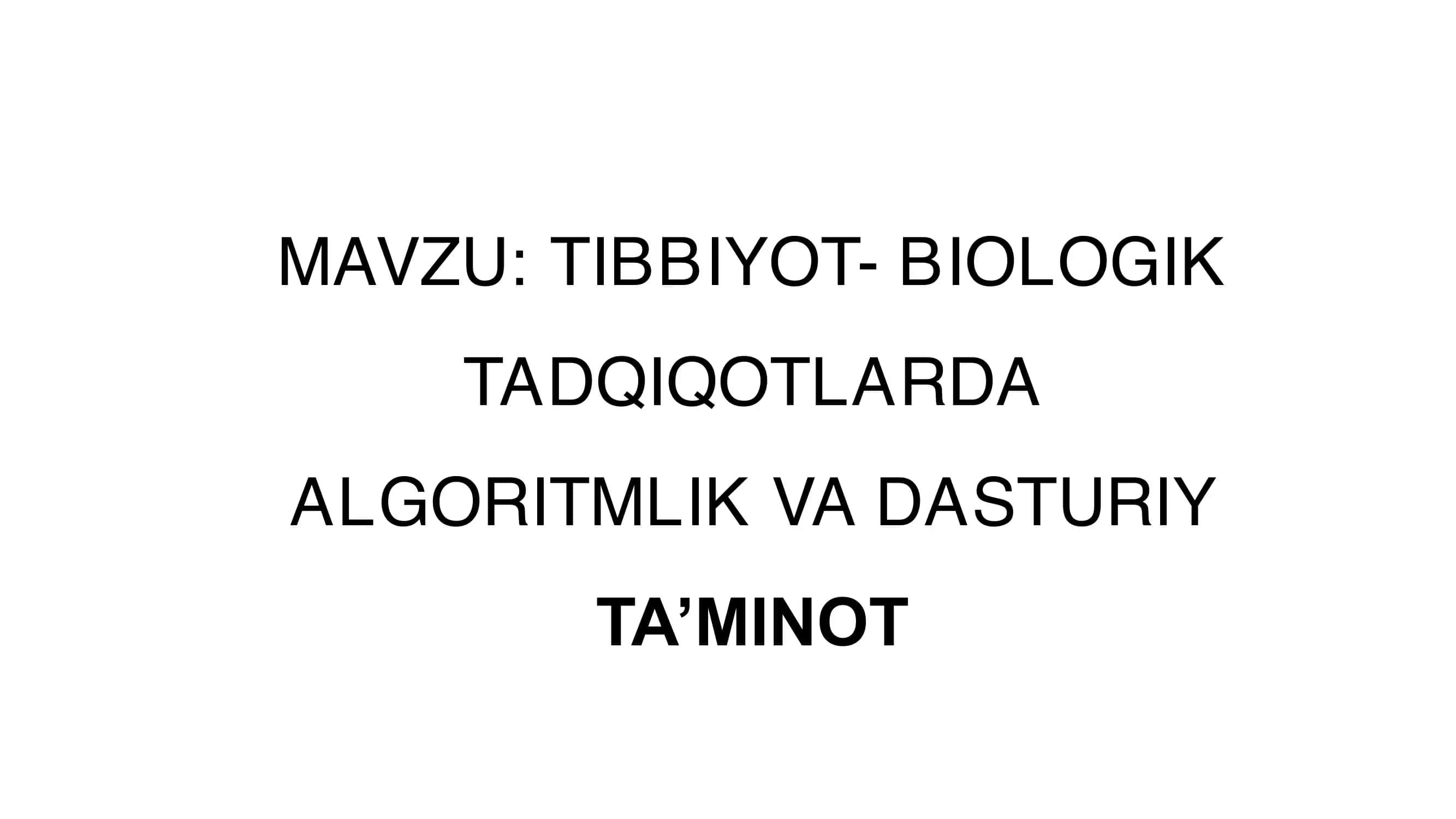 Biologik tadqiqotlar dasturlash tillari 1