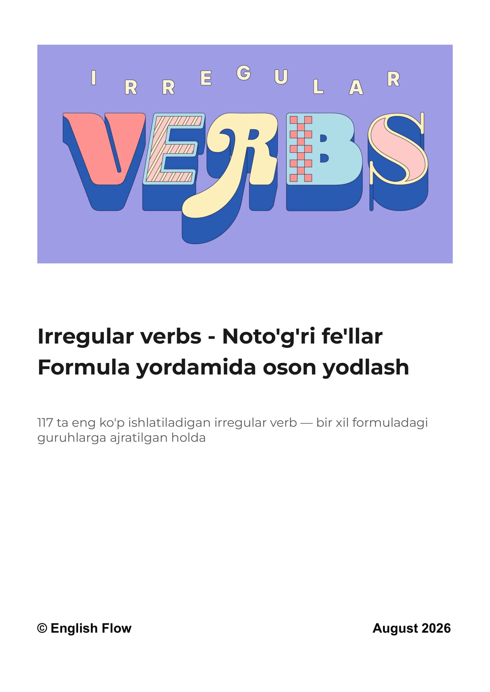 Irregular Verbs with Easy formula Memorization 1