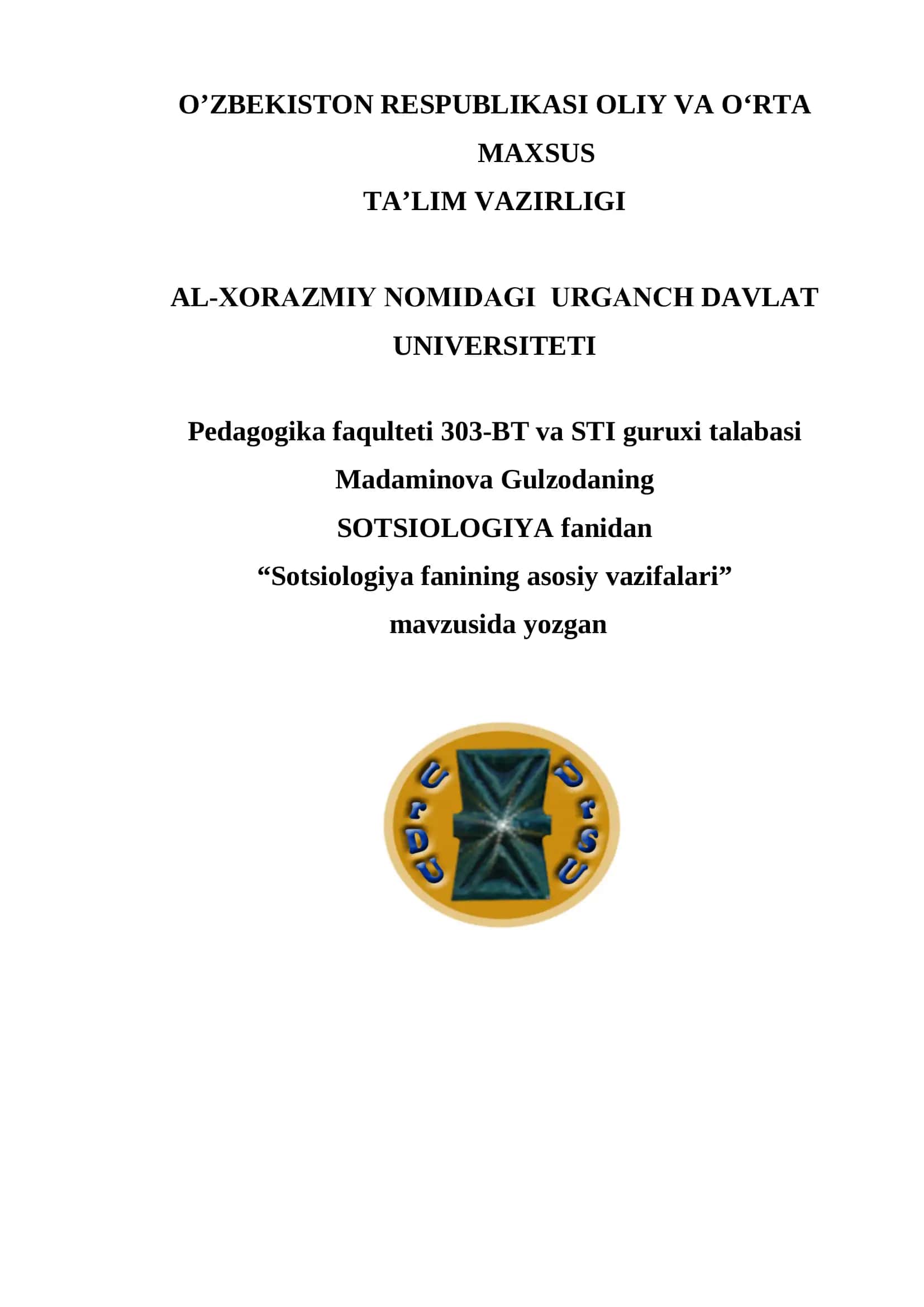 Sotsiologiya fanining asosiy vazifalari 1