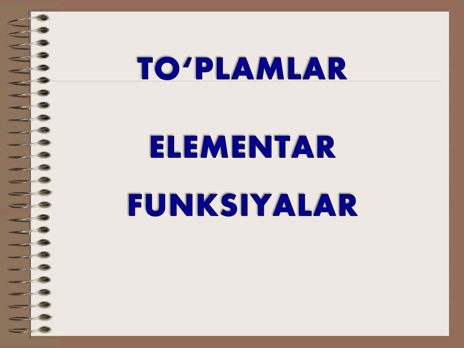To’plamlar nazariyasida 1