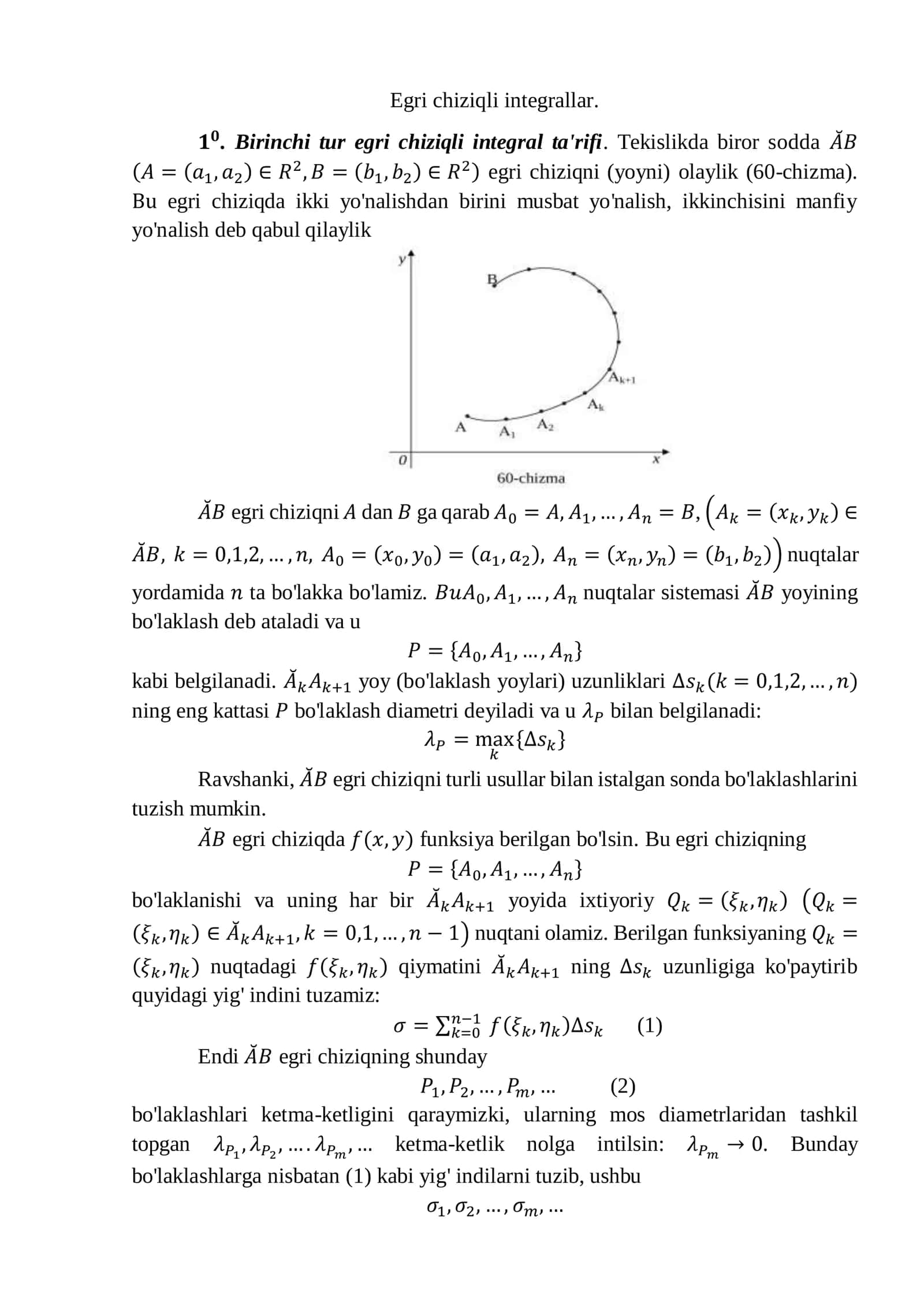 Egri chiziqli integrallar 1