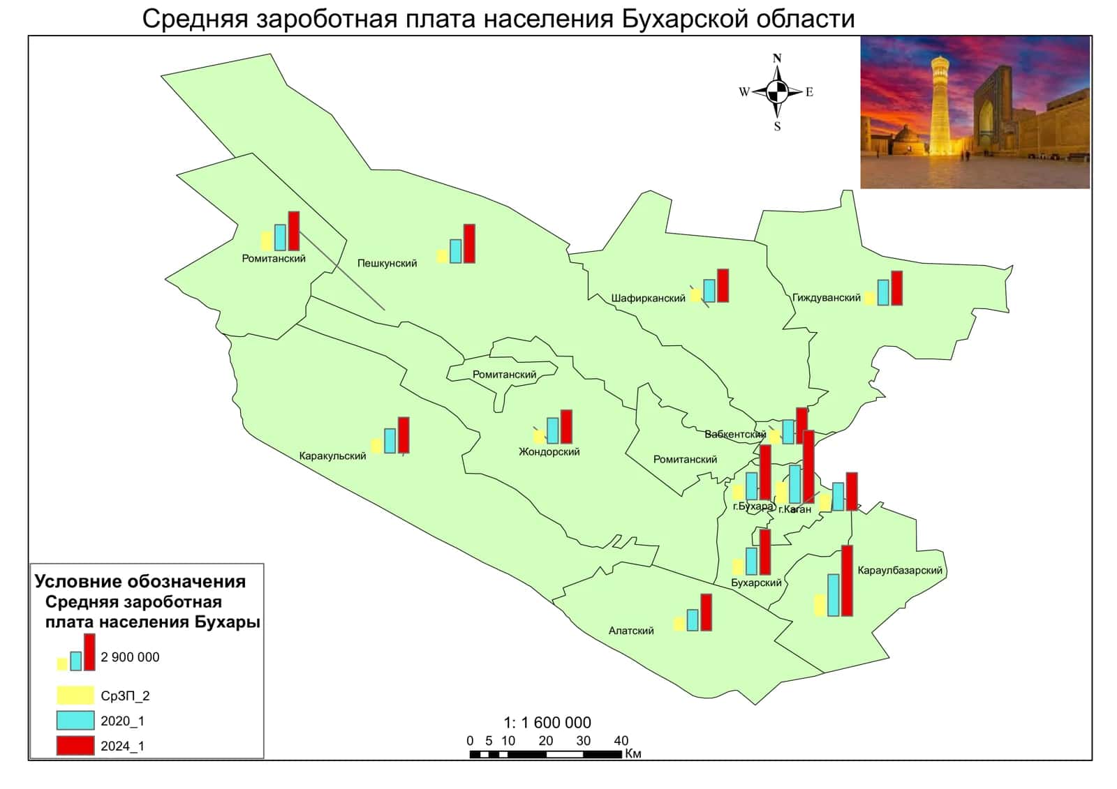 Средняя зарплата населения Бухарской области 1