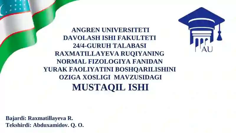 Yurak Faoliyati Boshqarishini O‘ziga Xosligi