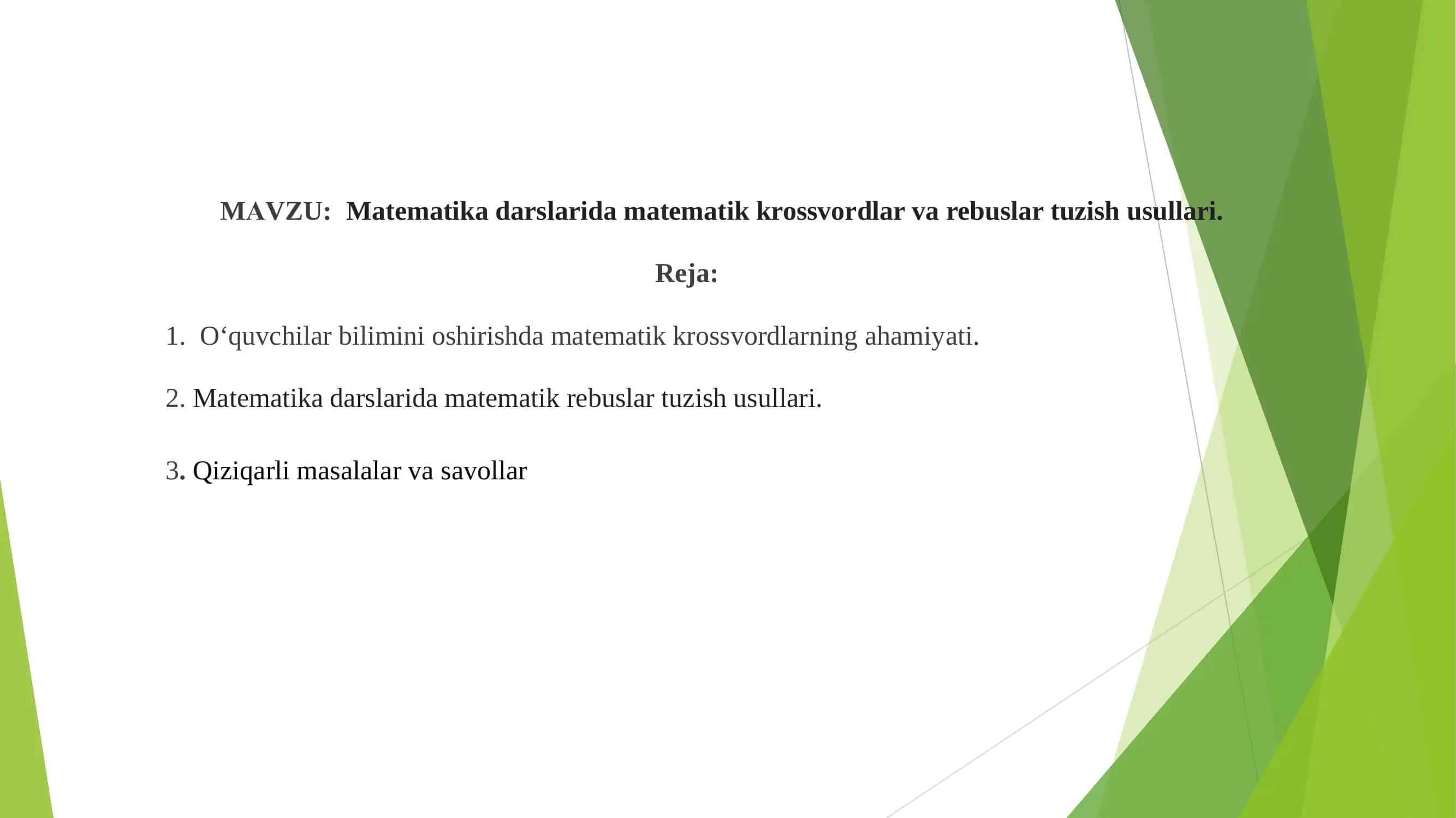 Matematik Krossvordlar va Rebuslar 1