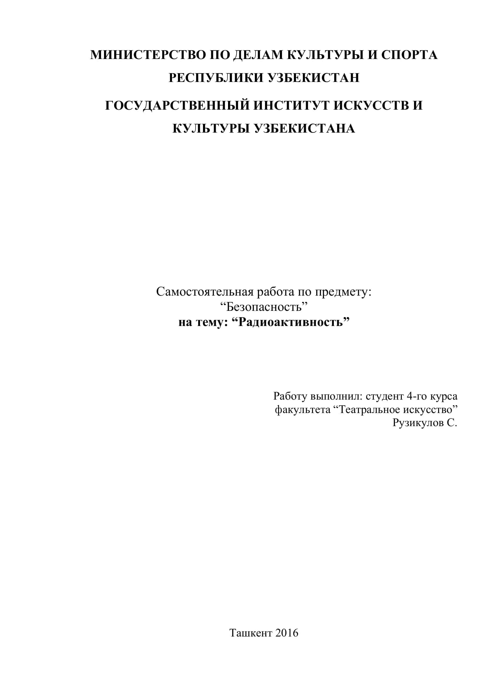 Реферат "Безопасность" 1