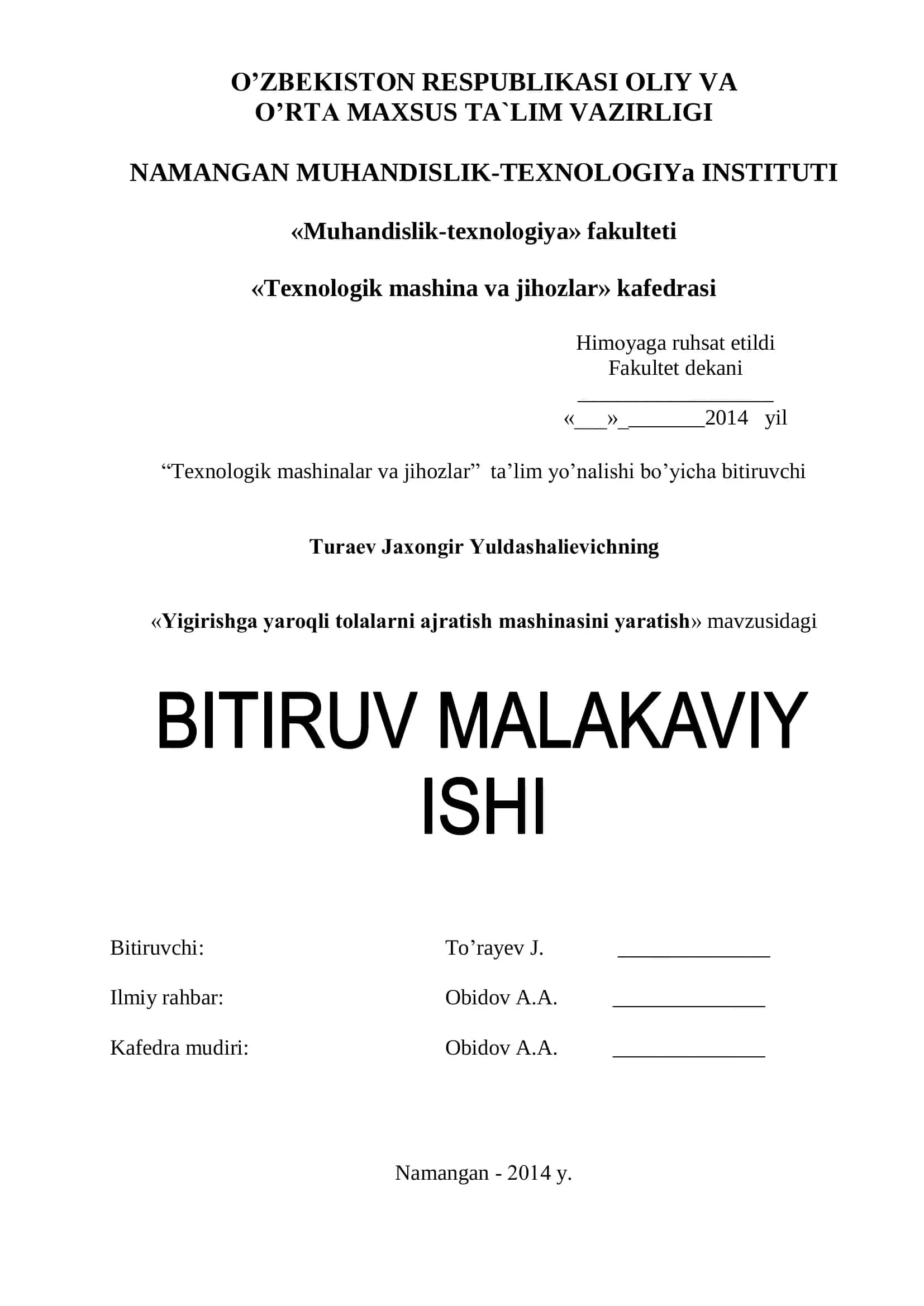 Yigirishga yarоqli tоlalarni ajratish mashinasini yaratish 1