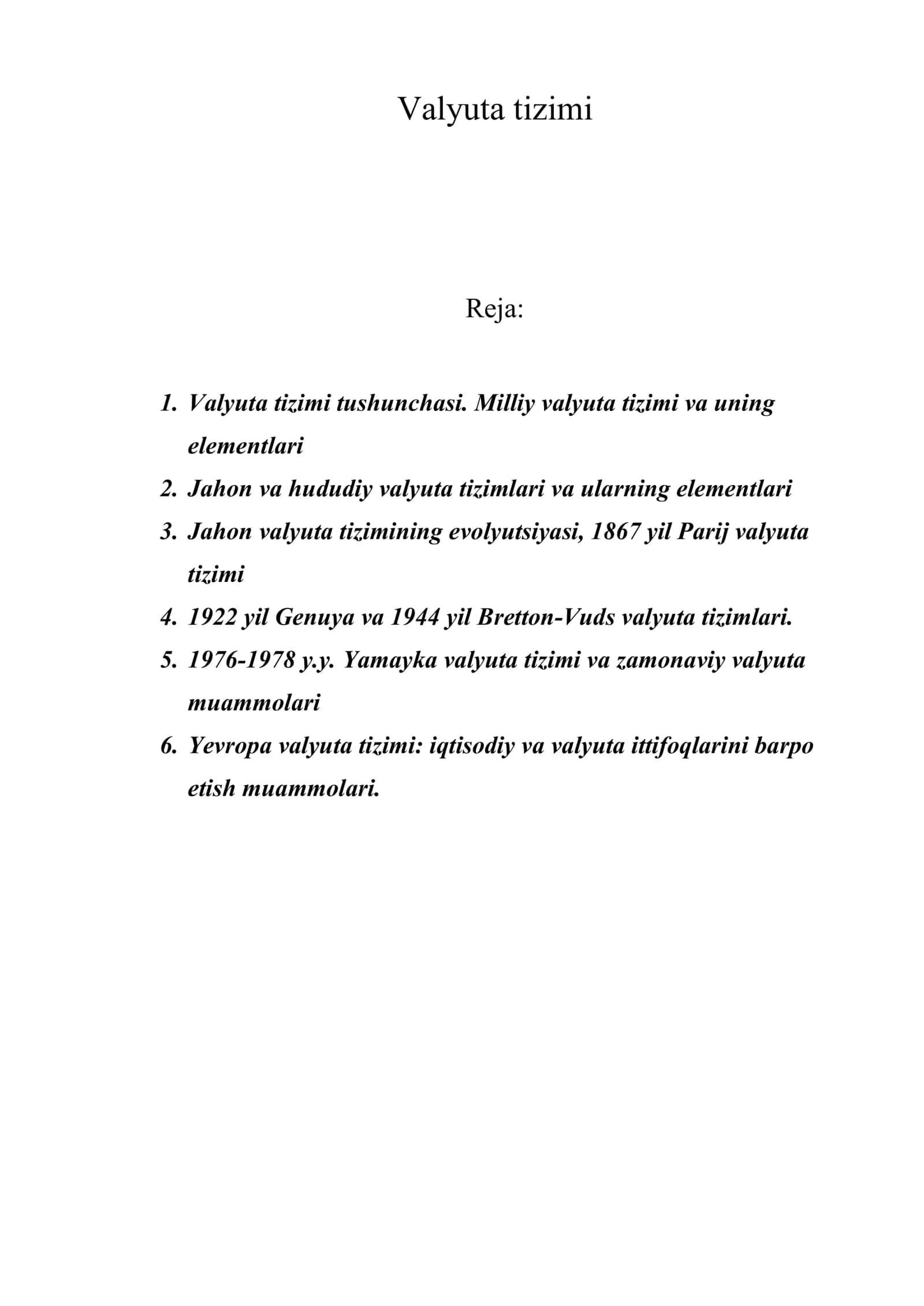 Valyuta tizimi 1