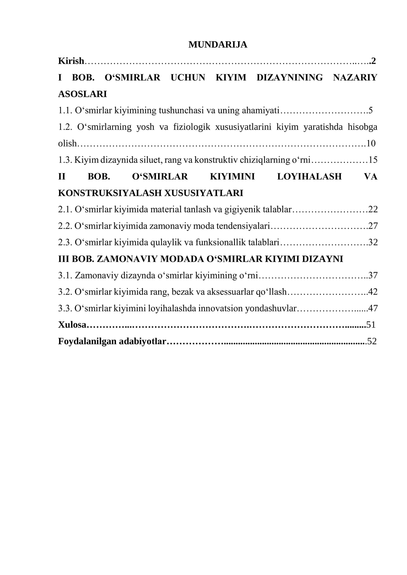 O‘SMIRLAR UCHUN KIYIM DIZAYNI 1