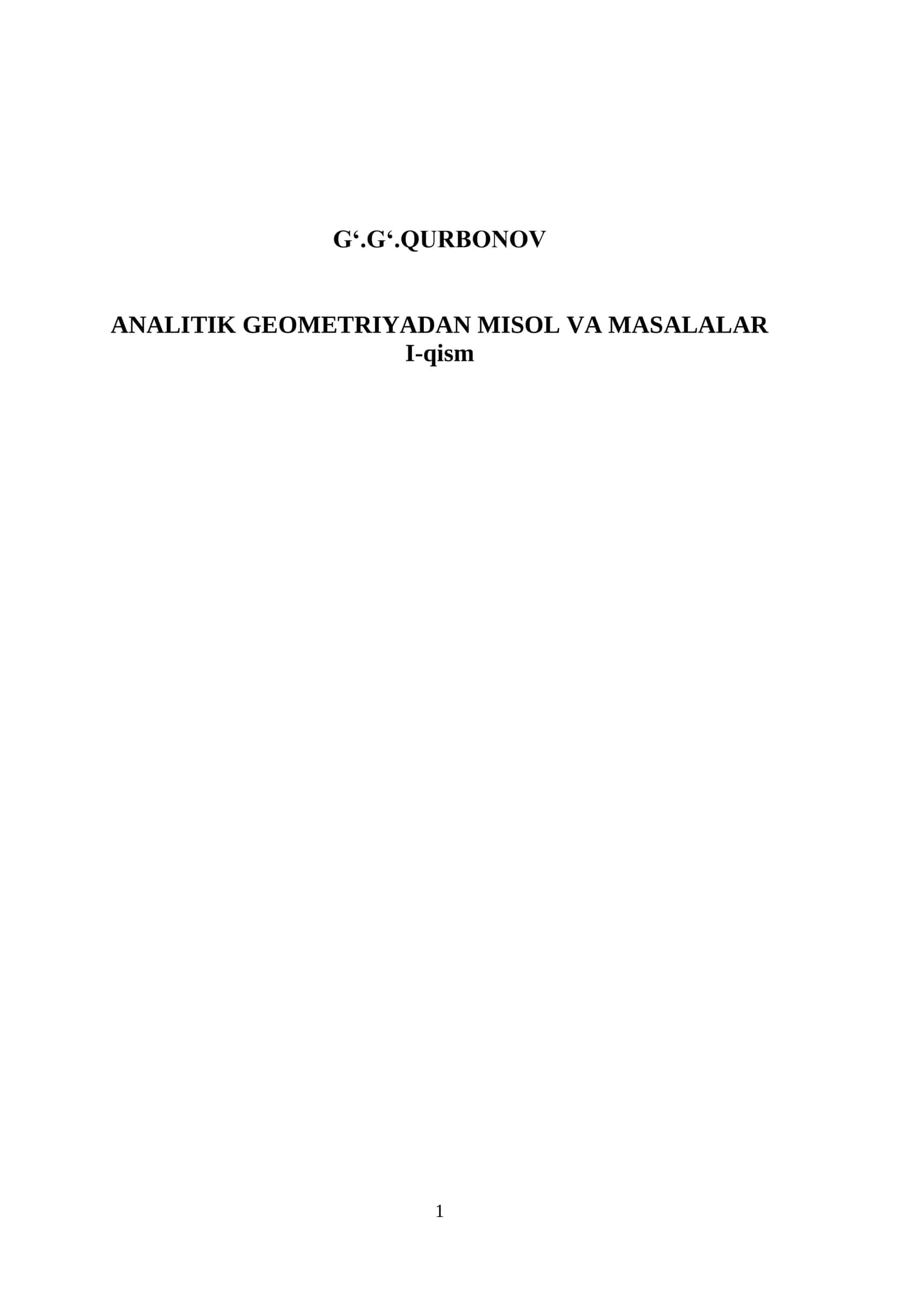 ANALITIK GEOMETRIYADAN MISOL VA MASALALAR 1