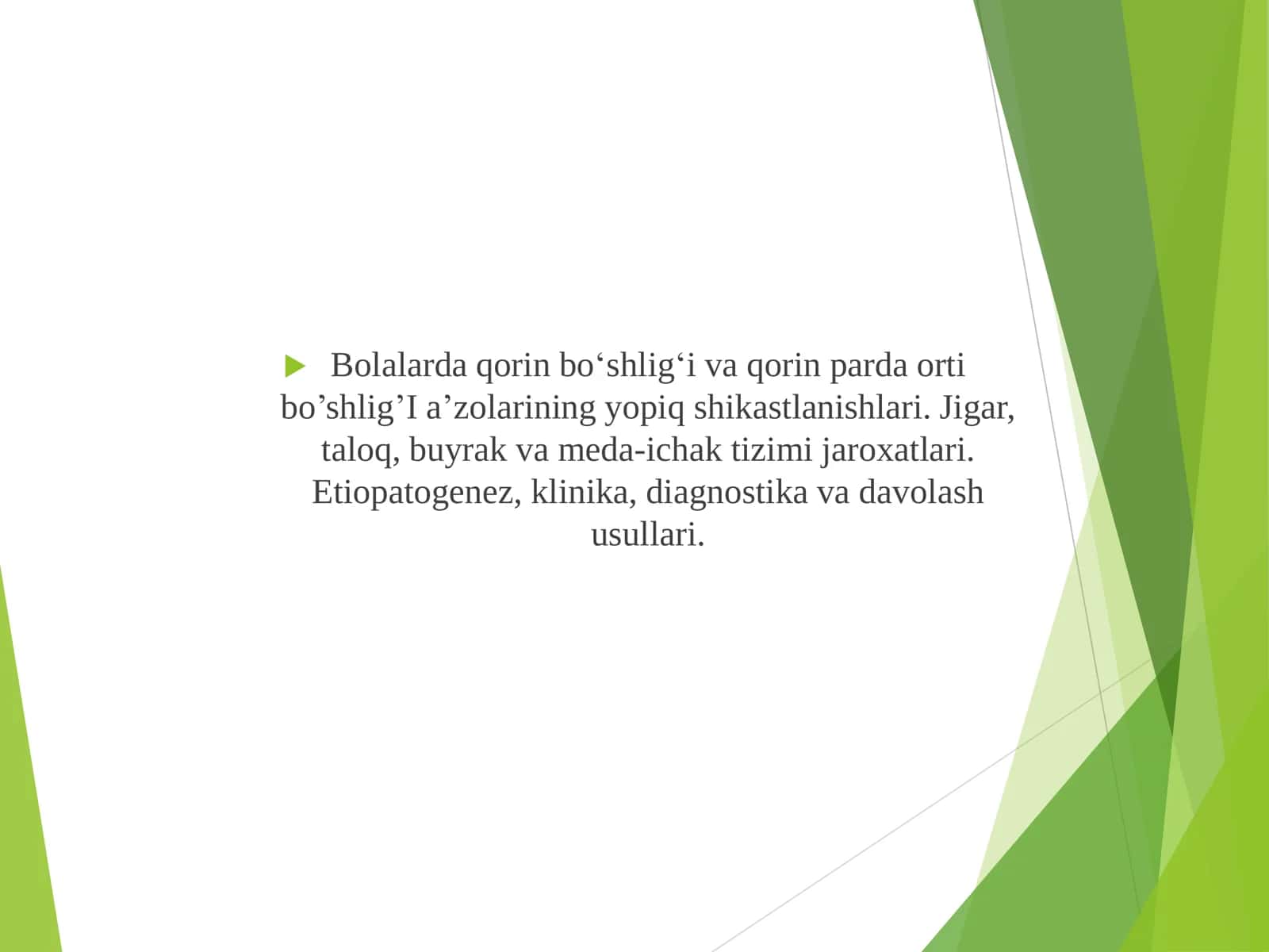 Qorin parda orti a'zolari jarohatlari 1