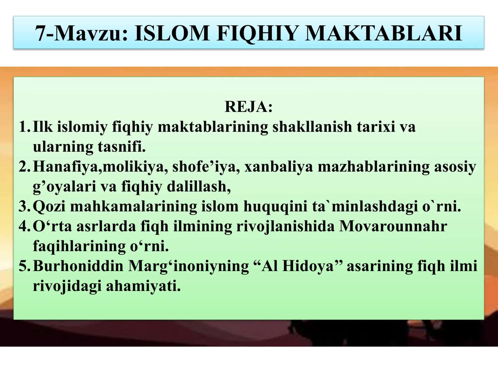 ISLOM FIQHIY MAKTABLARI 1