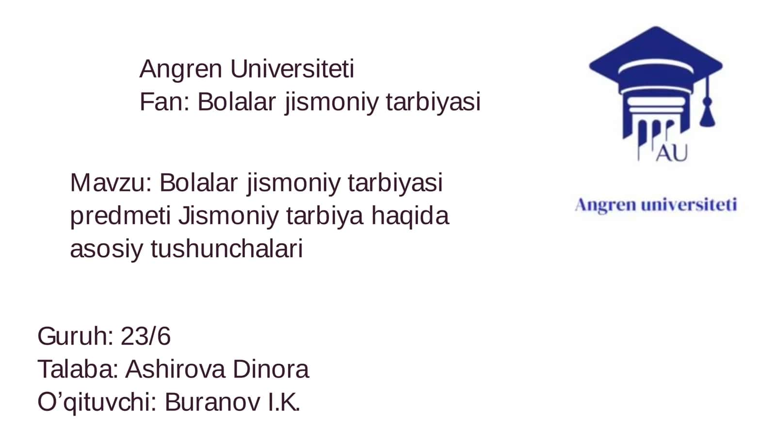 Bolalar jismoniy tarbiyasi 1