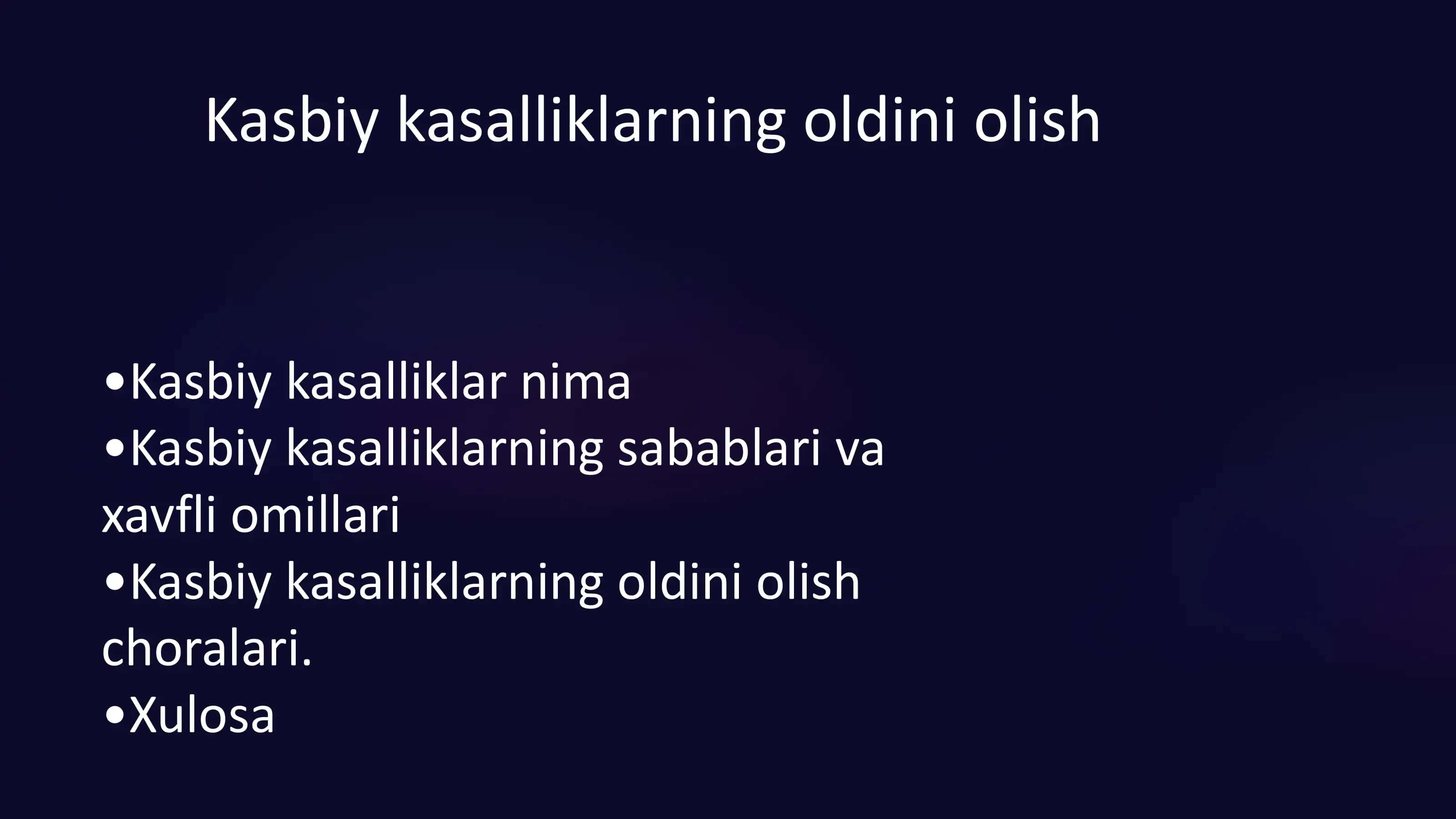 Kasbiy kasalliklarni oldini olish choralari 1